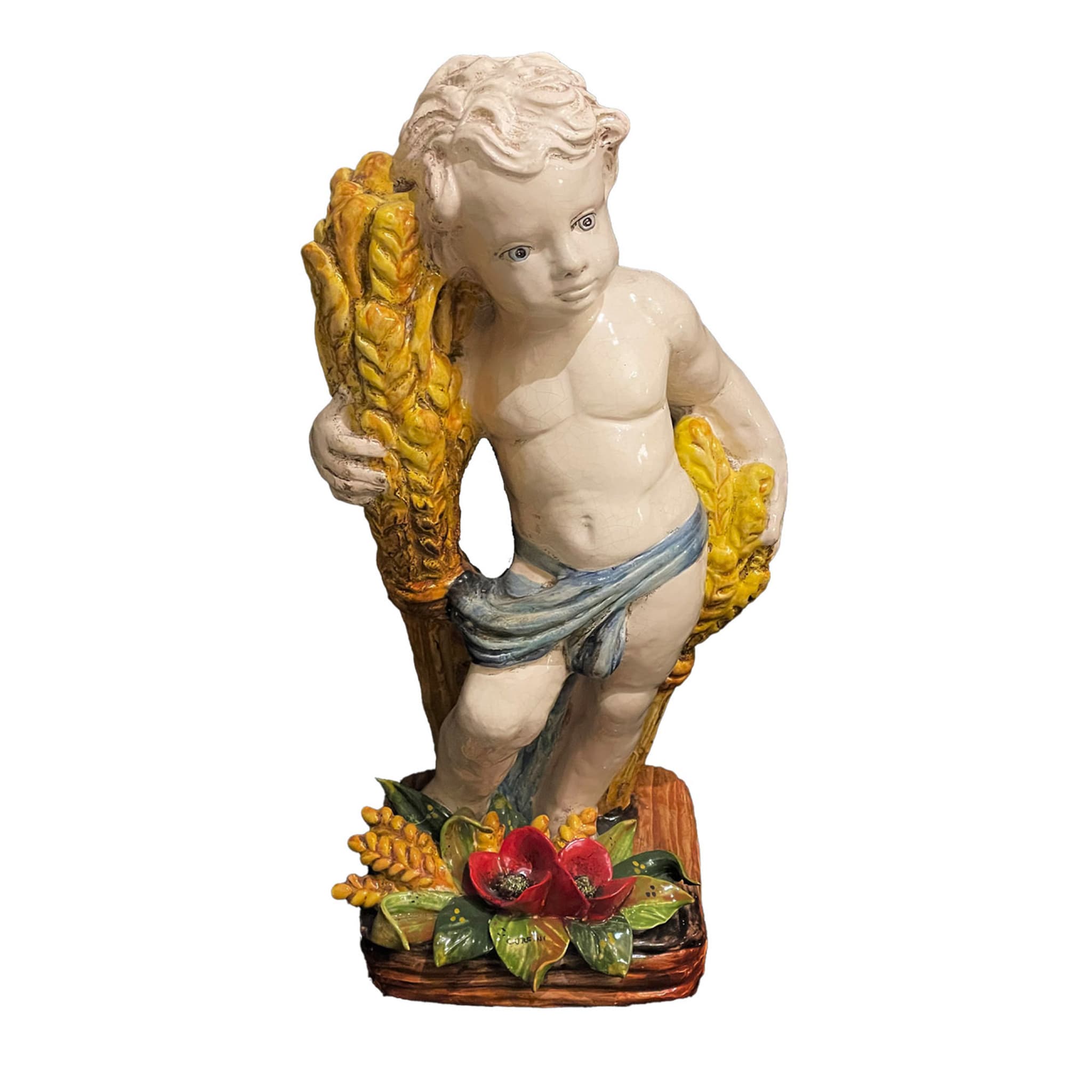 Putto with Wheat and Poppies Sculpture - Main view