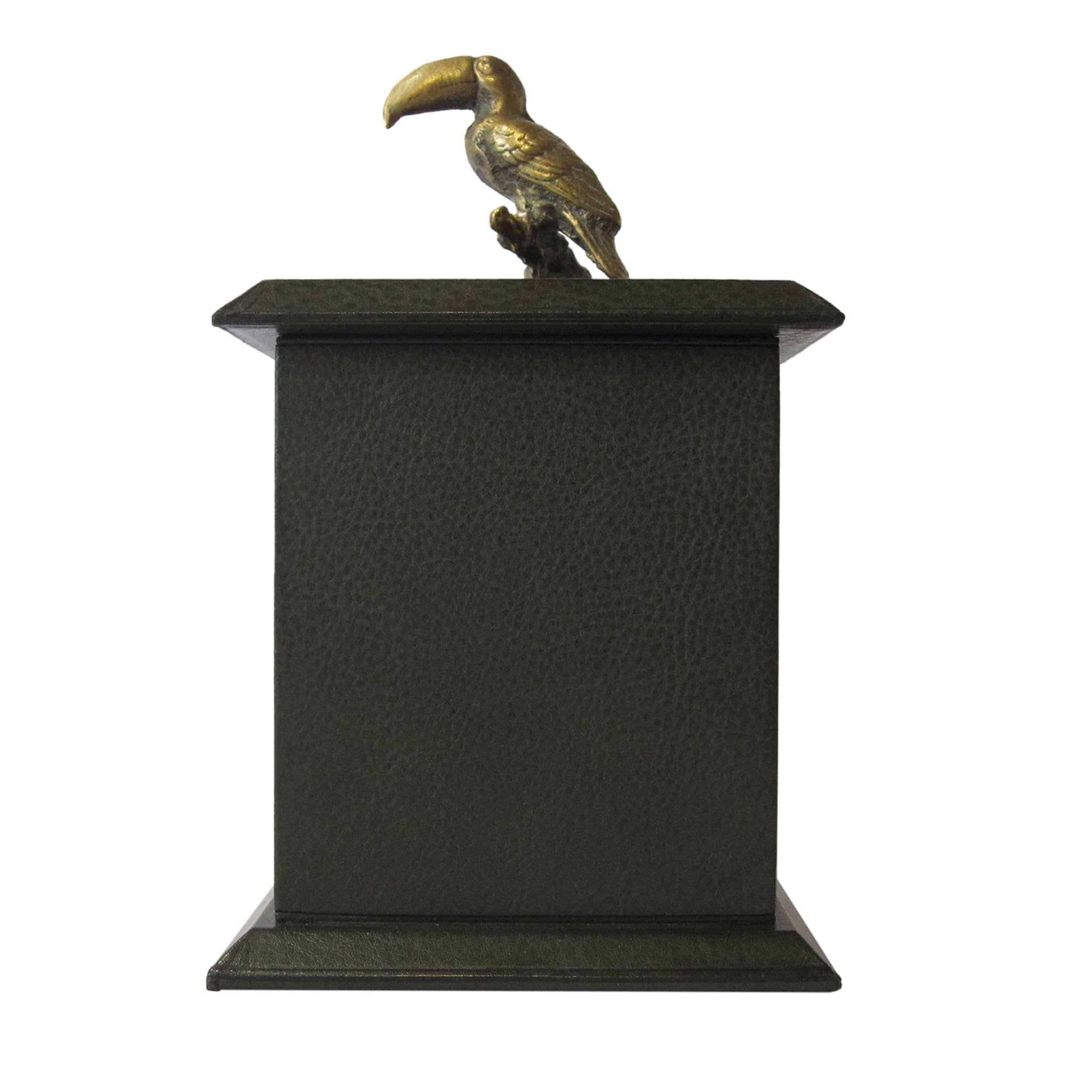Green Leather Box with Brass Toucan - Main view