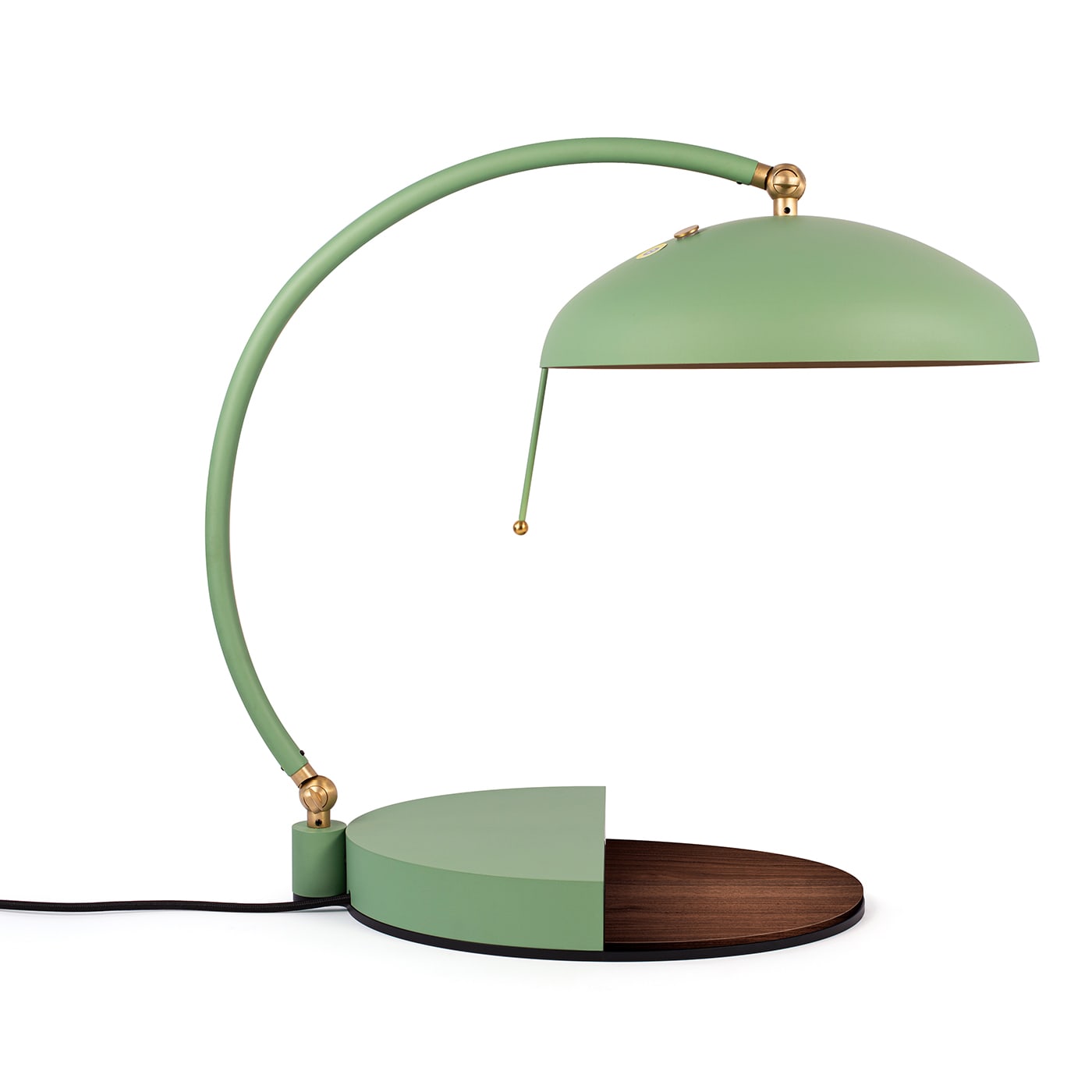 Serena Ministeriale Green Table Lamp with Walnut Wood Details - Codega