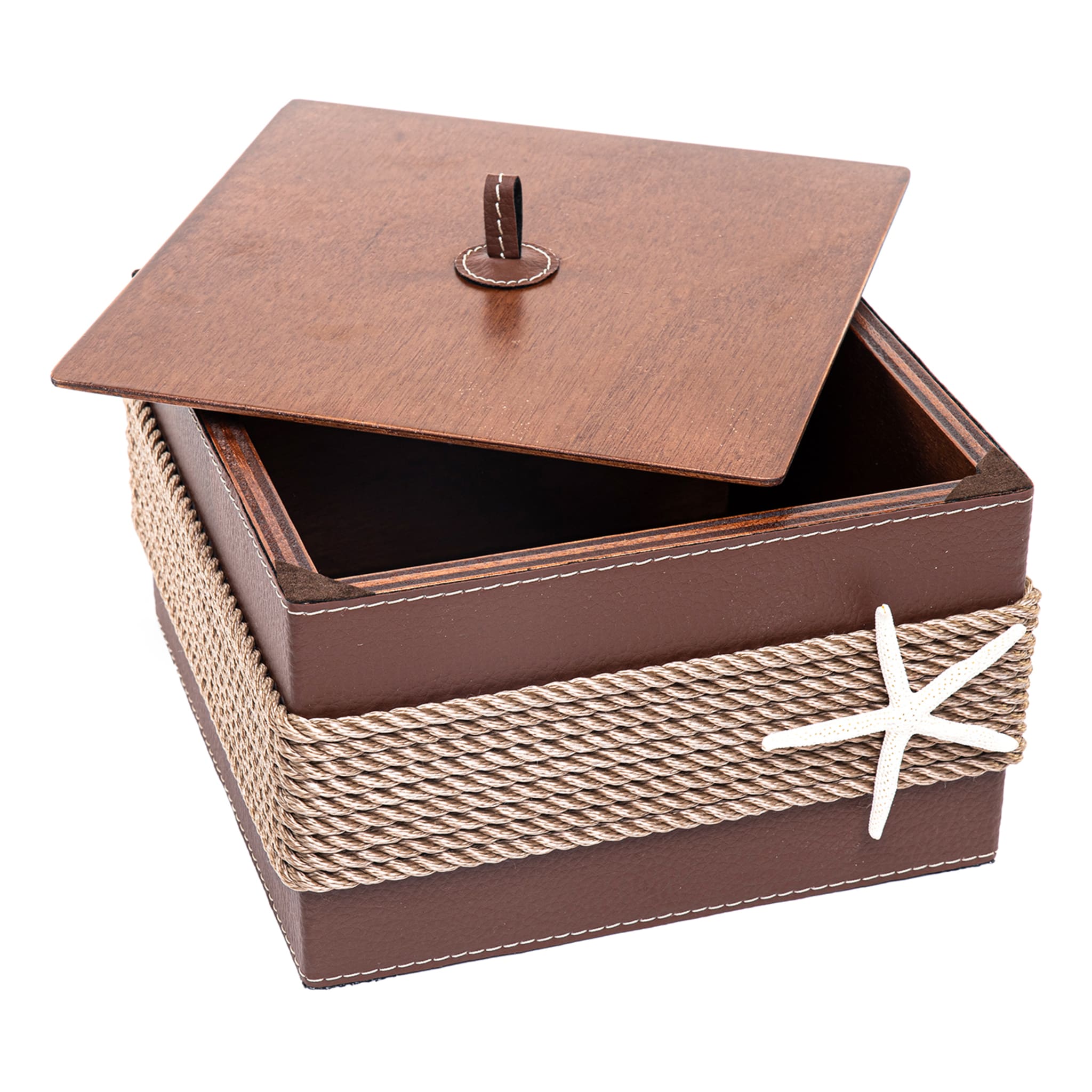 Box with Rope and Beige Eco-Leather Inserts - Main view