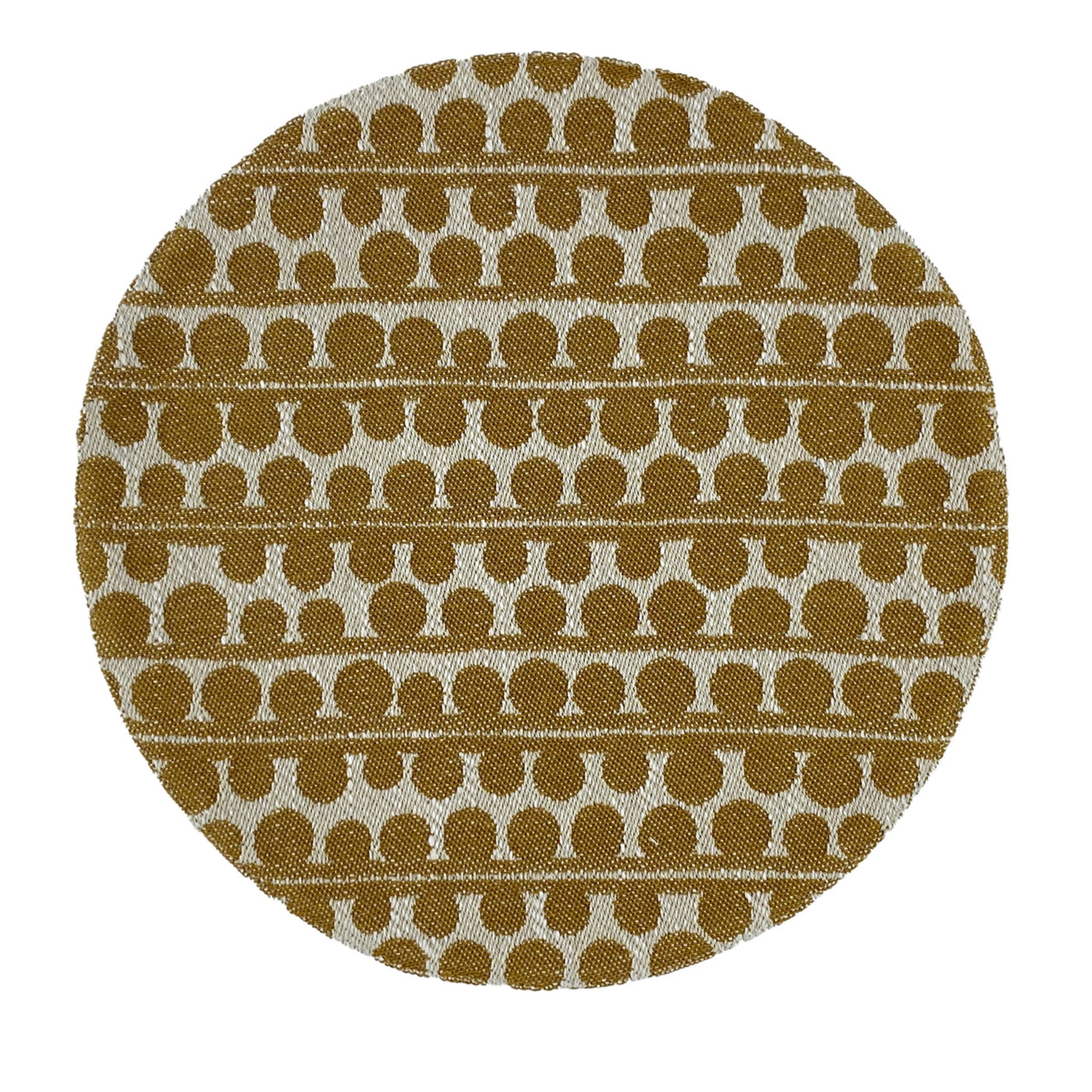 Bouclé Patterned Set of 2 Brown&Ecru Round Placemats - Main view