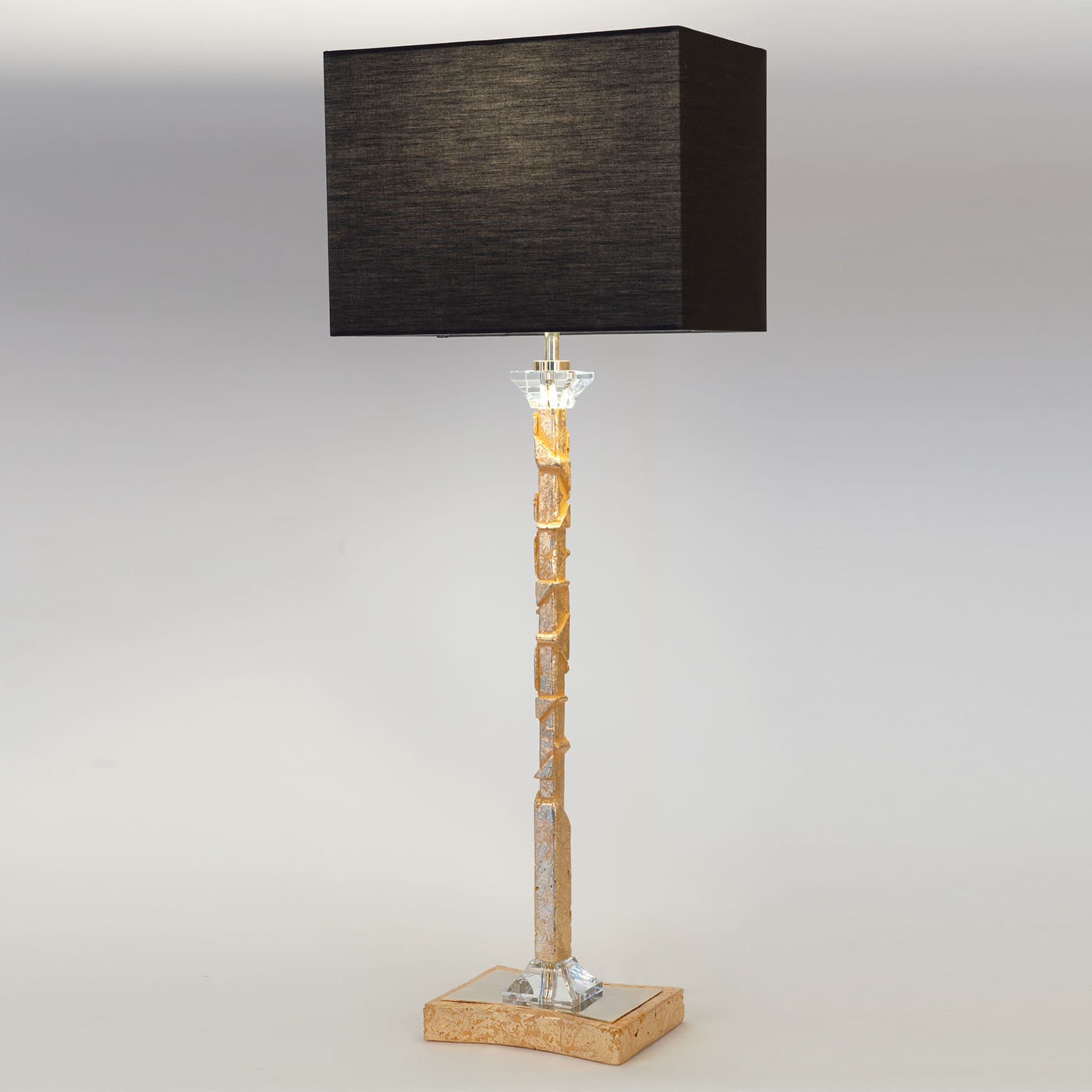 Tall Anthracite-Gray & Gold Leaf Table Lamp - Alternative view 1