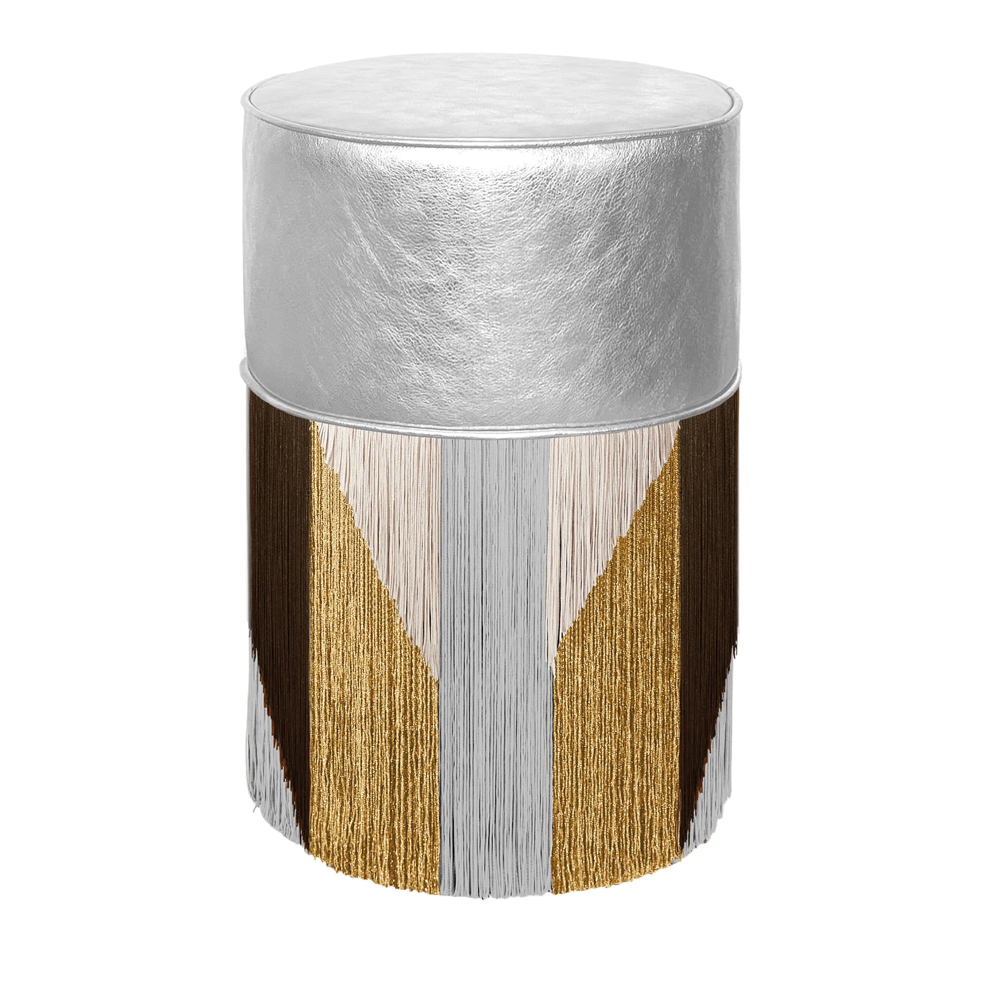 Silver leather deals pouf