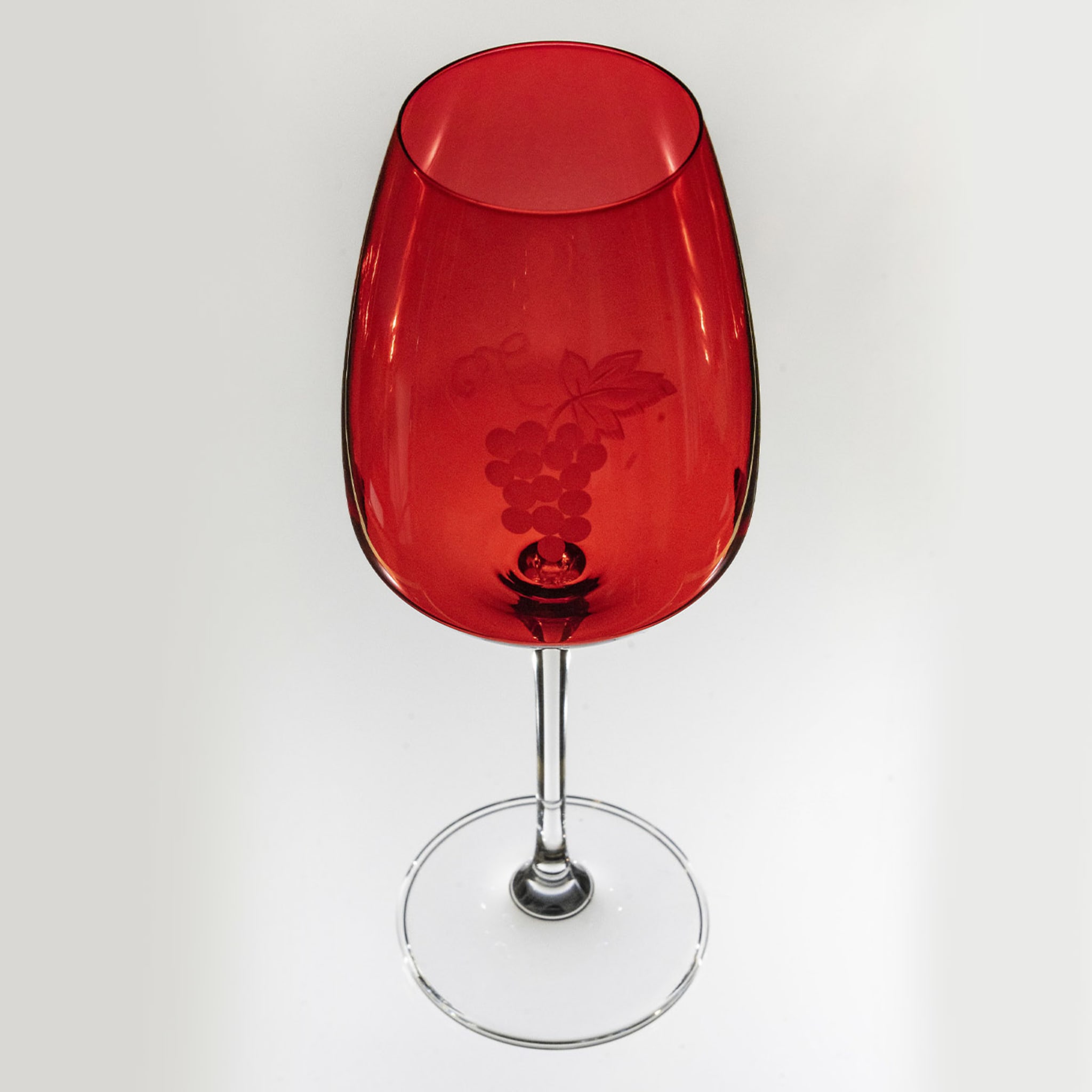 Parigi Set of 6 Etchhed Red & Transparent Stem Water Glasses - Alternative view 1