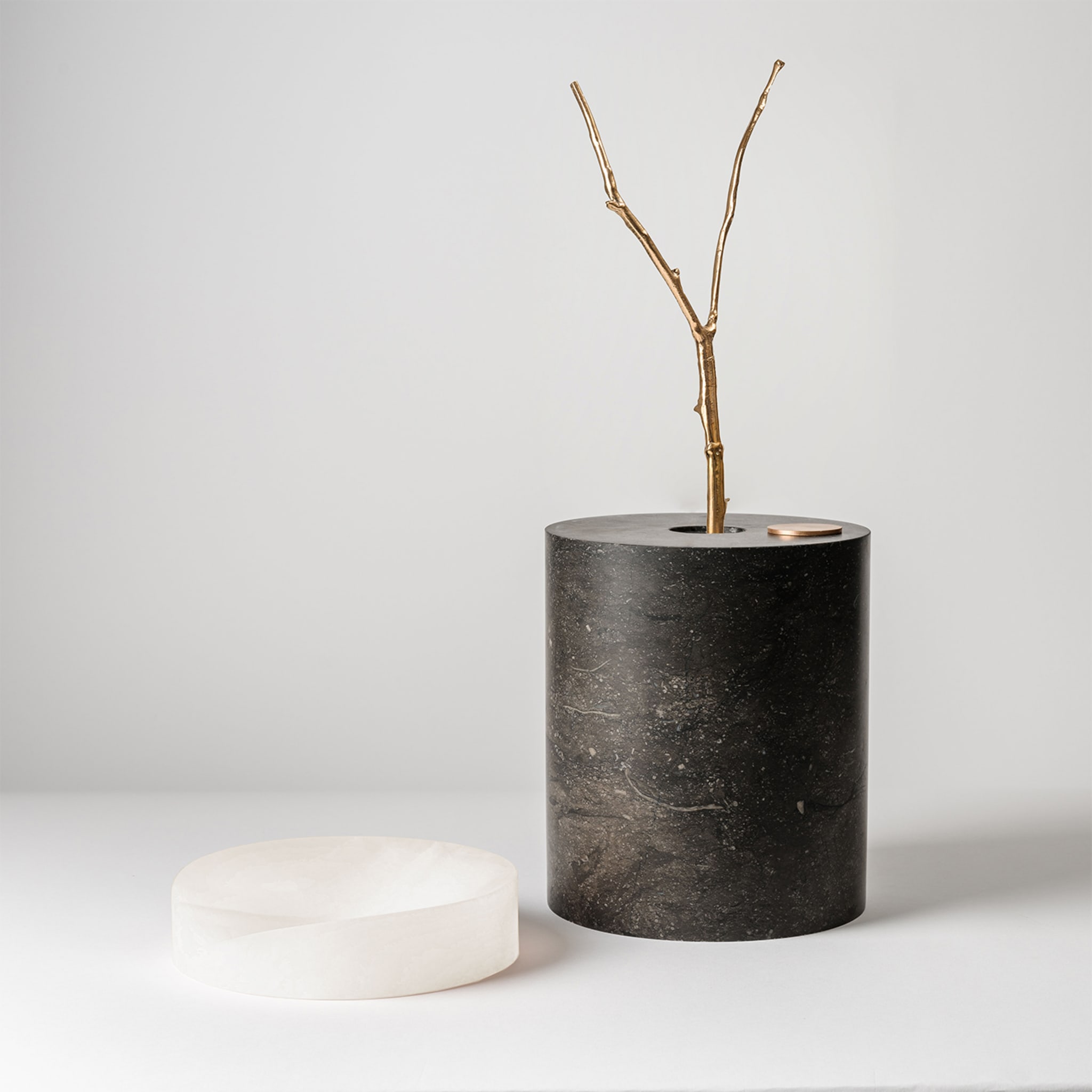 Here and Now White Onyx and Black Marquina Vase #2 - Alternative view 1
