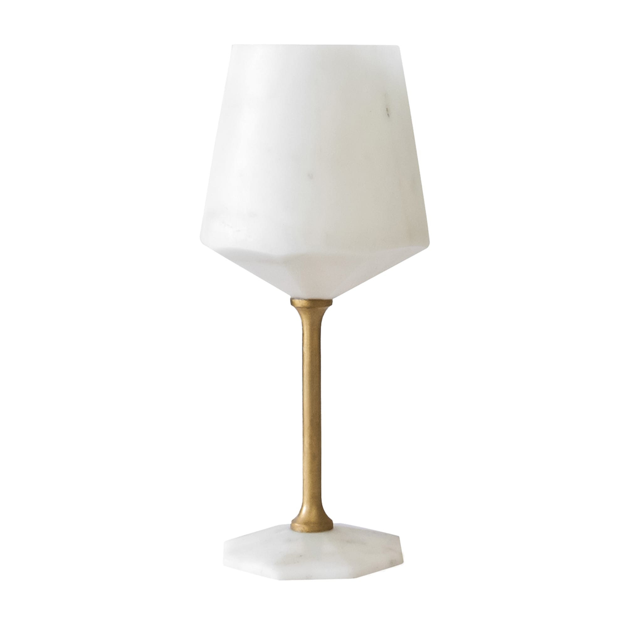 Wine Glass in white Carrara marble and brass - Main view