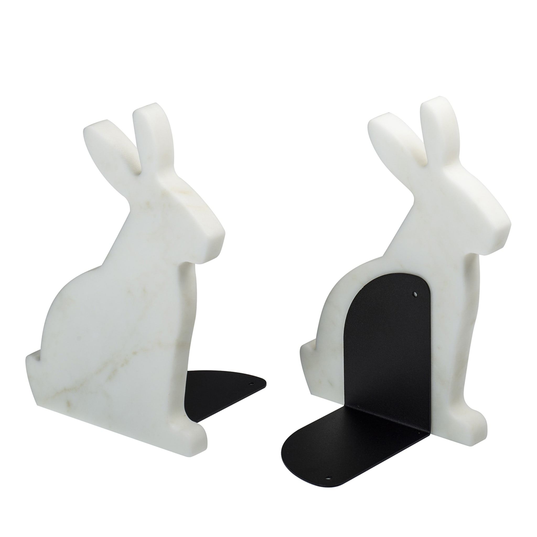 Bunny 2er-Set weißer Carrara-Buchstützen von Alessandra Grasso - Hauptansicht