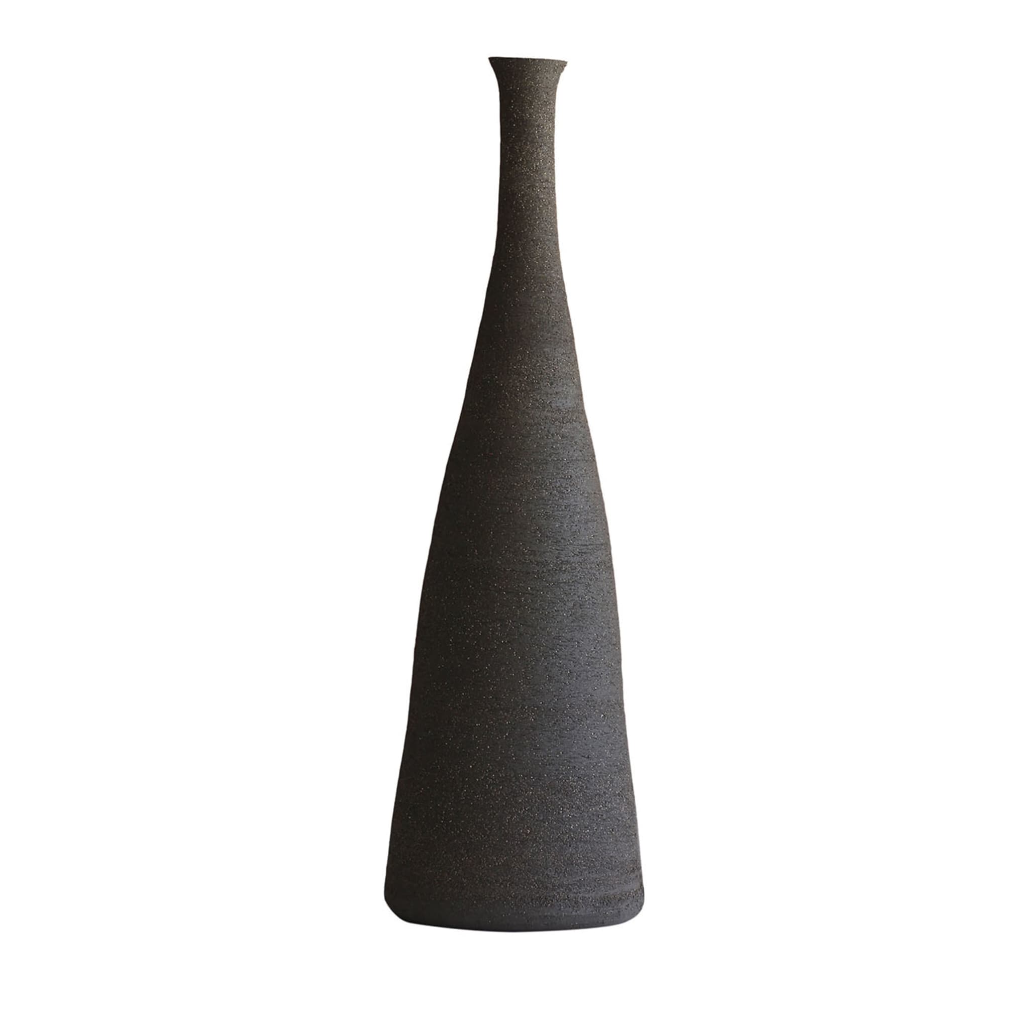 Tapered Carbon-Black Decorative Vase - Main view