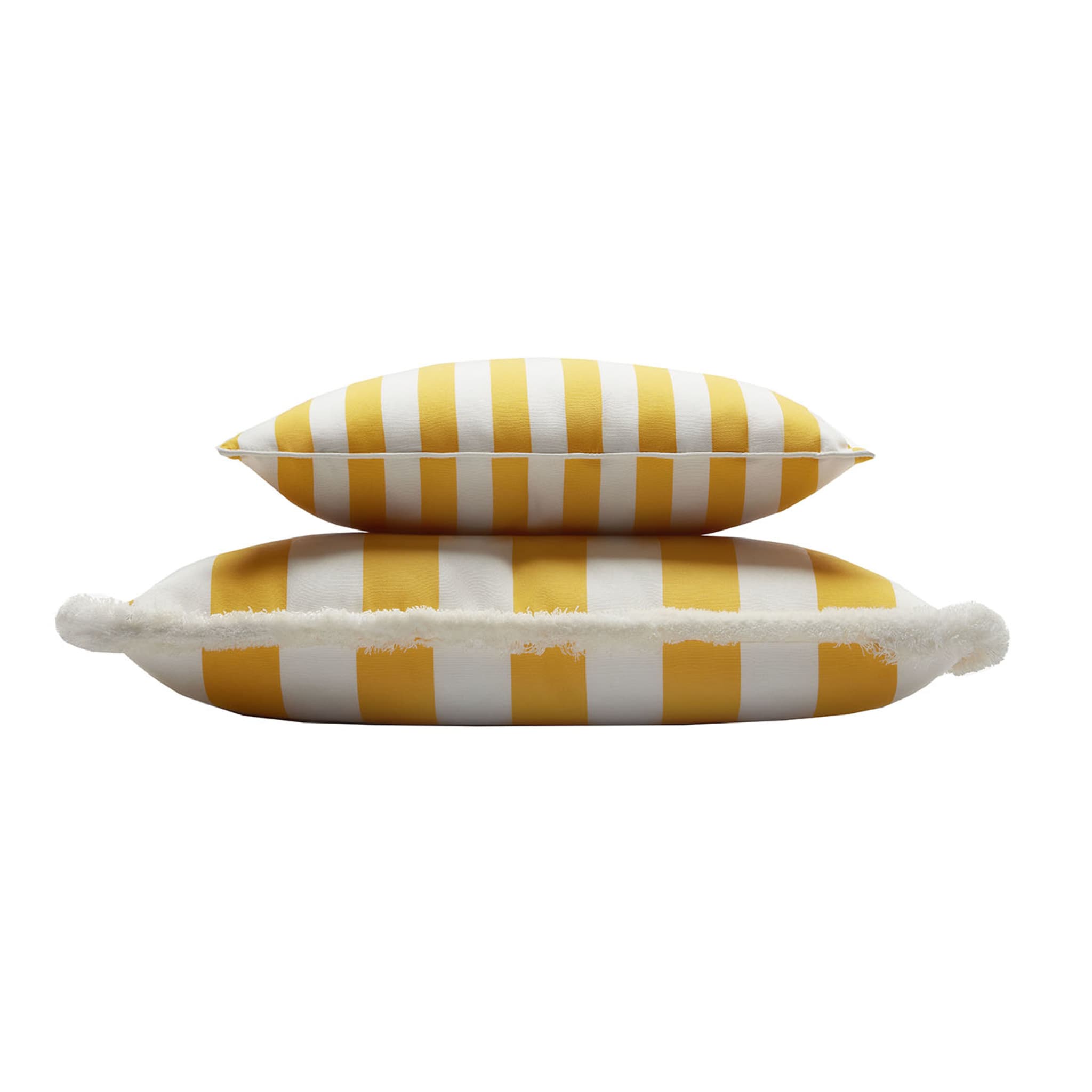 Coussin d'extérieur Happy White and Yellow With Fringes  - Vue alternative 1