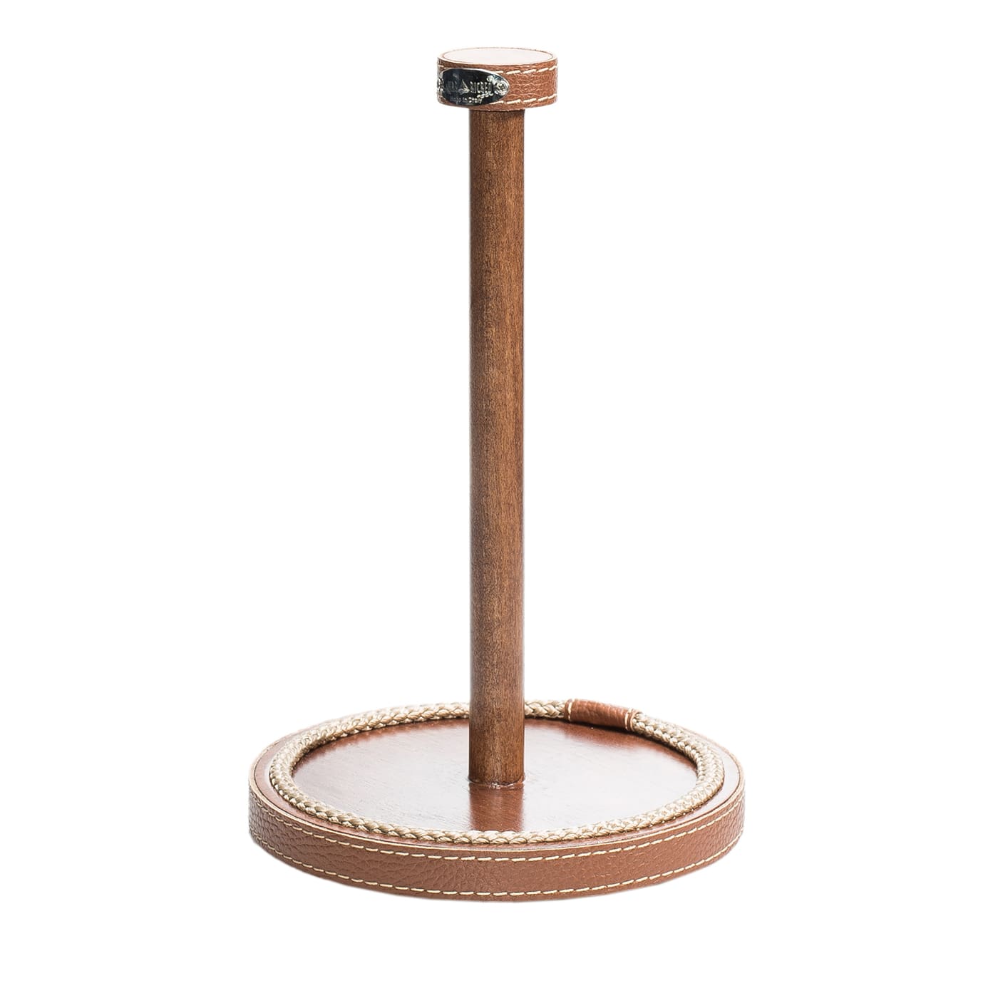 Wooden Paper Towel Holder with Beige Eco-Leather and Rope Inserts - Marricreo