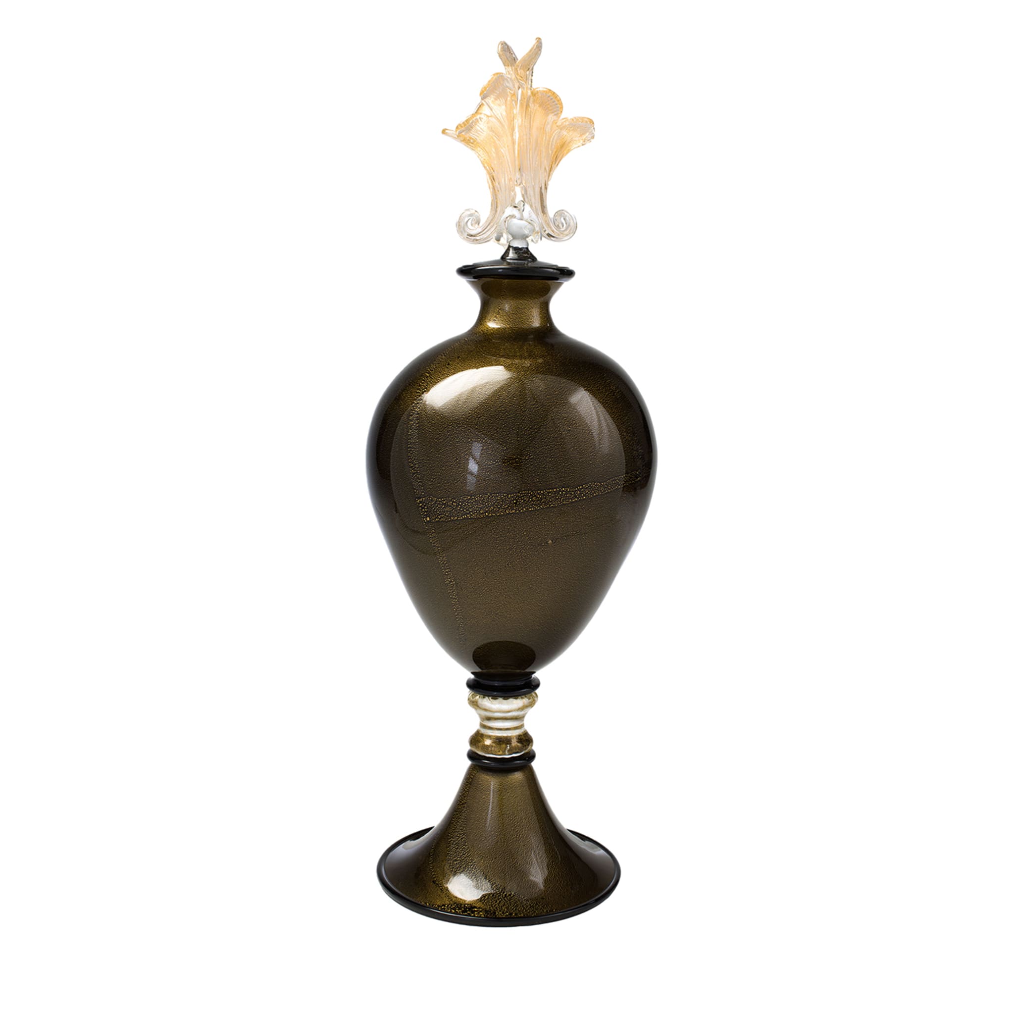 Stmat 24K Black & Gold Footed Vase with Lid - Main view