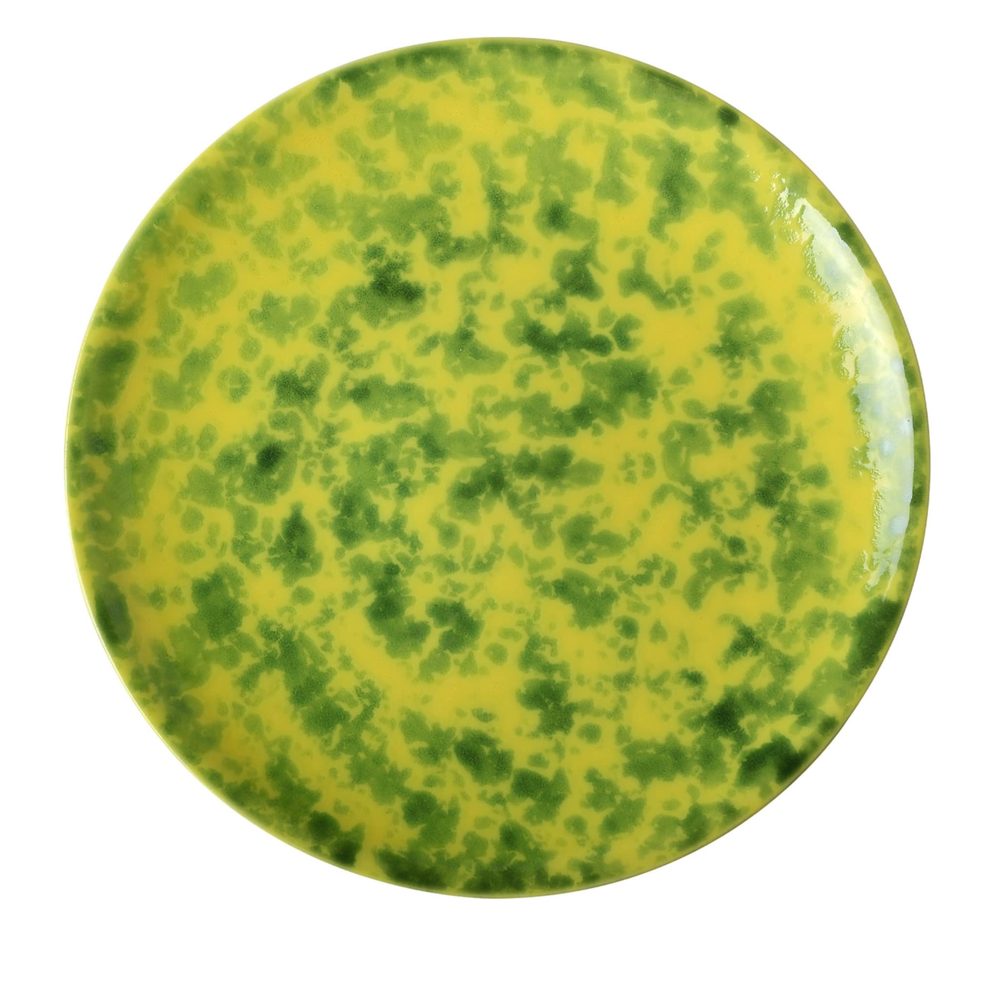 Limoni Runder grün-melierter gelber Speiseteller - Hauptansicht