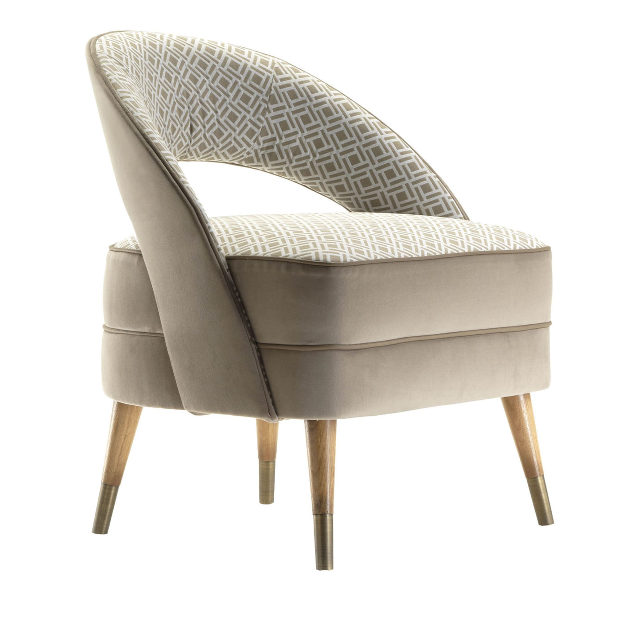 Olimpia Geometric-Patterned Taupe Armchair  - Main view