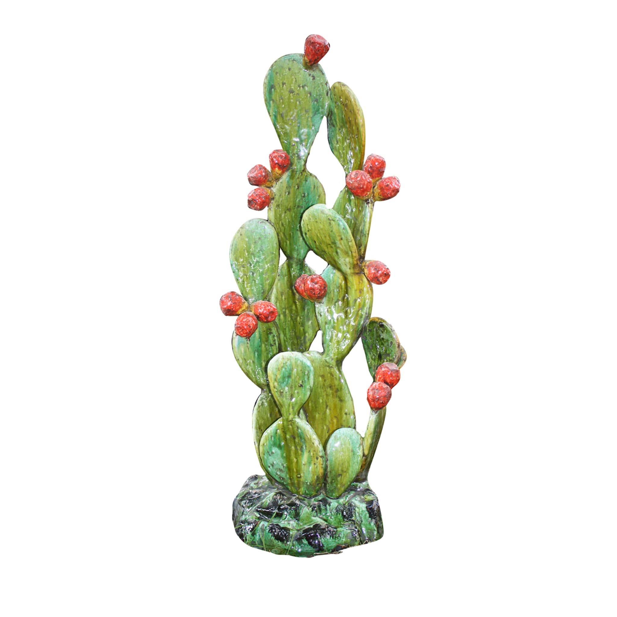 Kaktusfeige Polychromie Skulptur - Hauptansicht