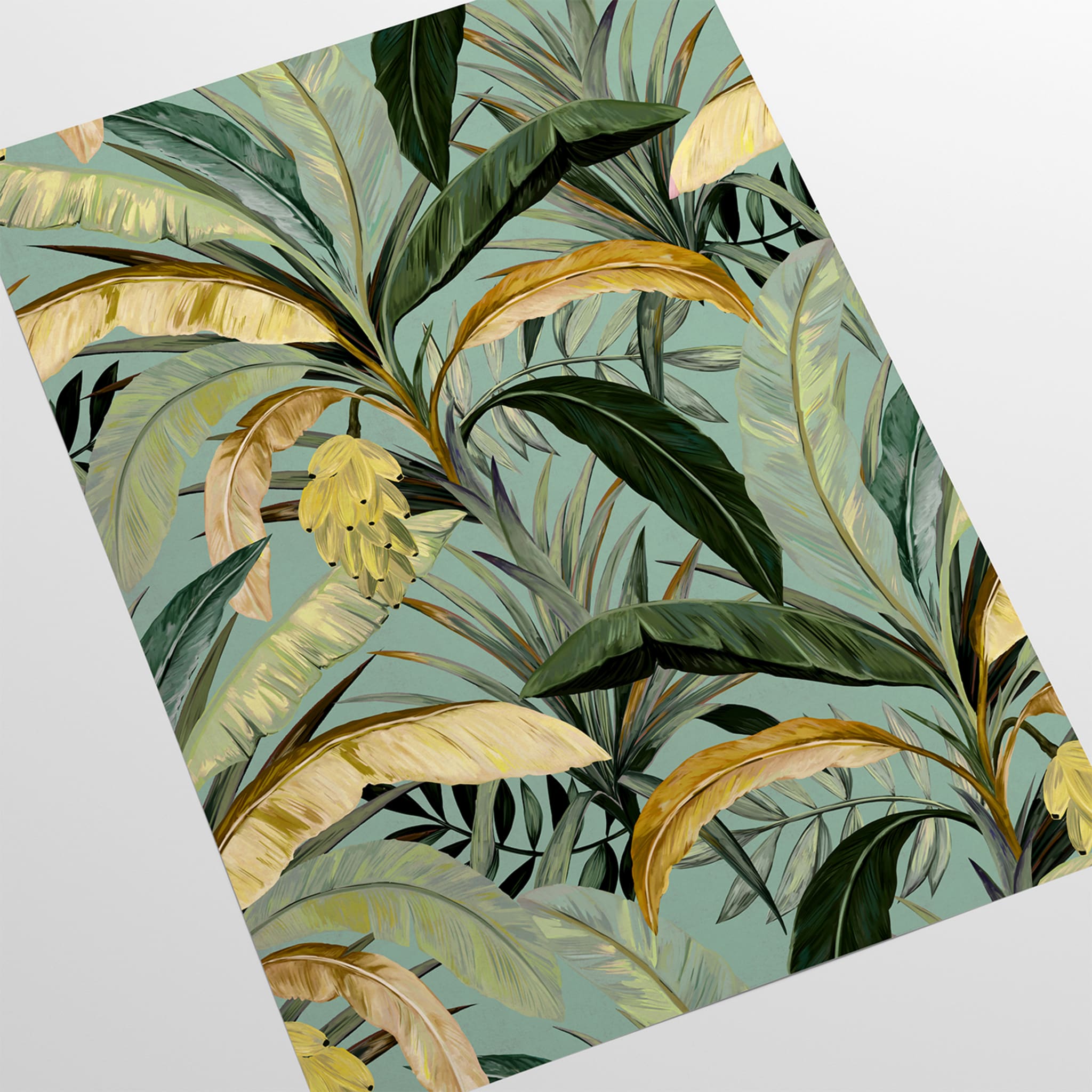 Green and Yellow Banana Leaf Wallpaper - Alternative view 1
