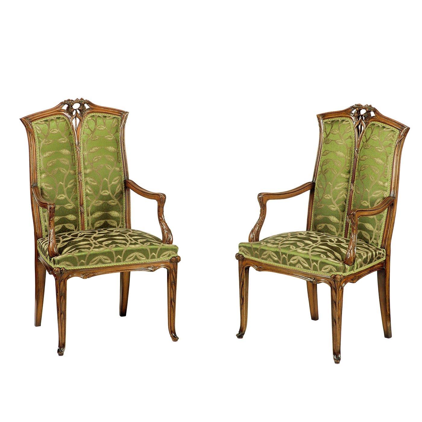 French provincial louis xv green side chairs 1