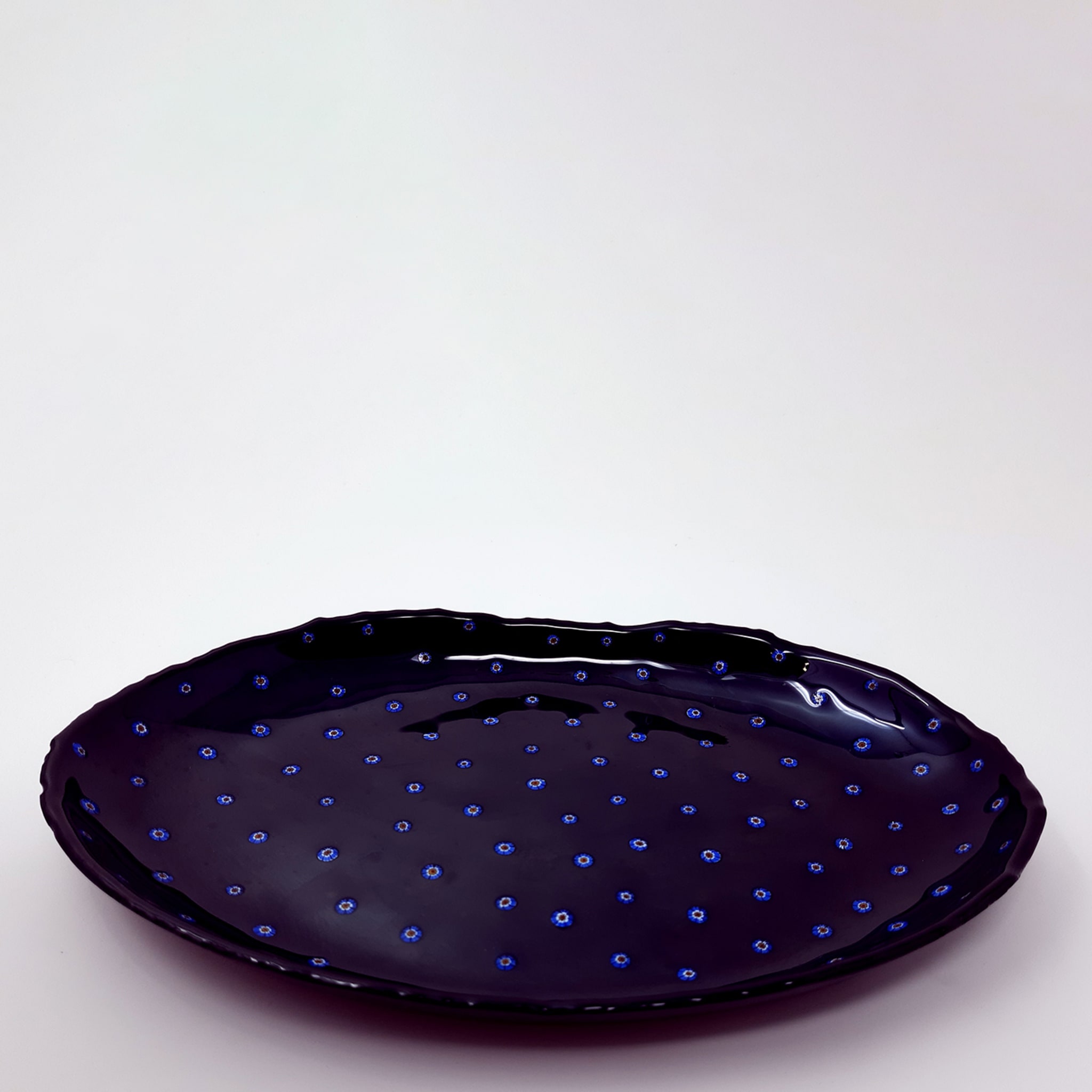 Black Glass Serving Platter with floral murrini inlays - Alternative view 5