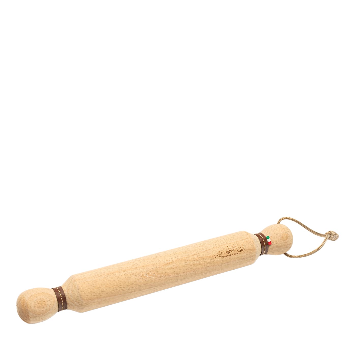 Rolling Pin with Beige Eco-Leather Inserts - Marricreo