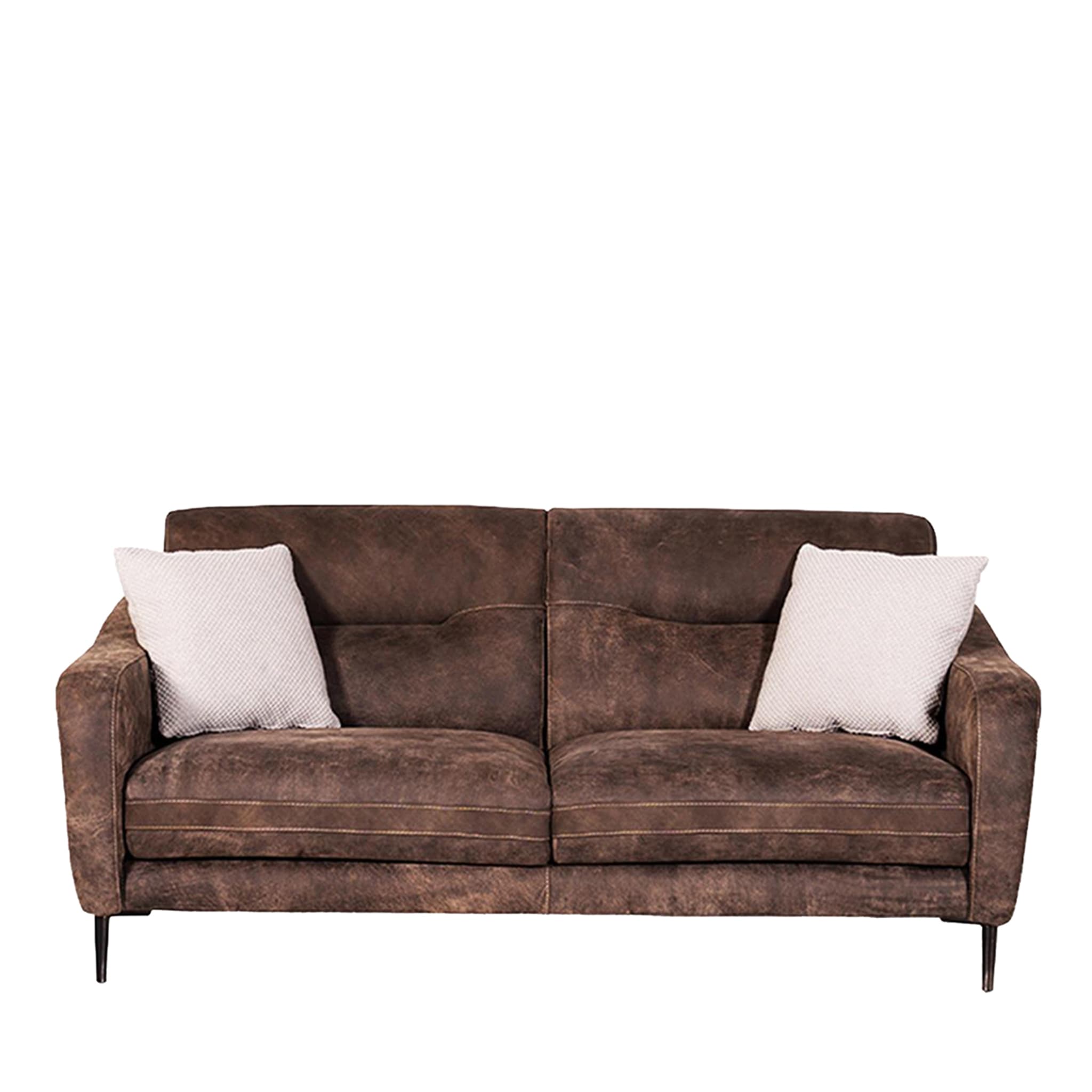 Fonzie Braunes Leder 2-Sitzer Sofa Tribeca Kollektion - Hauptansicht