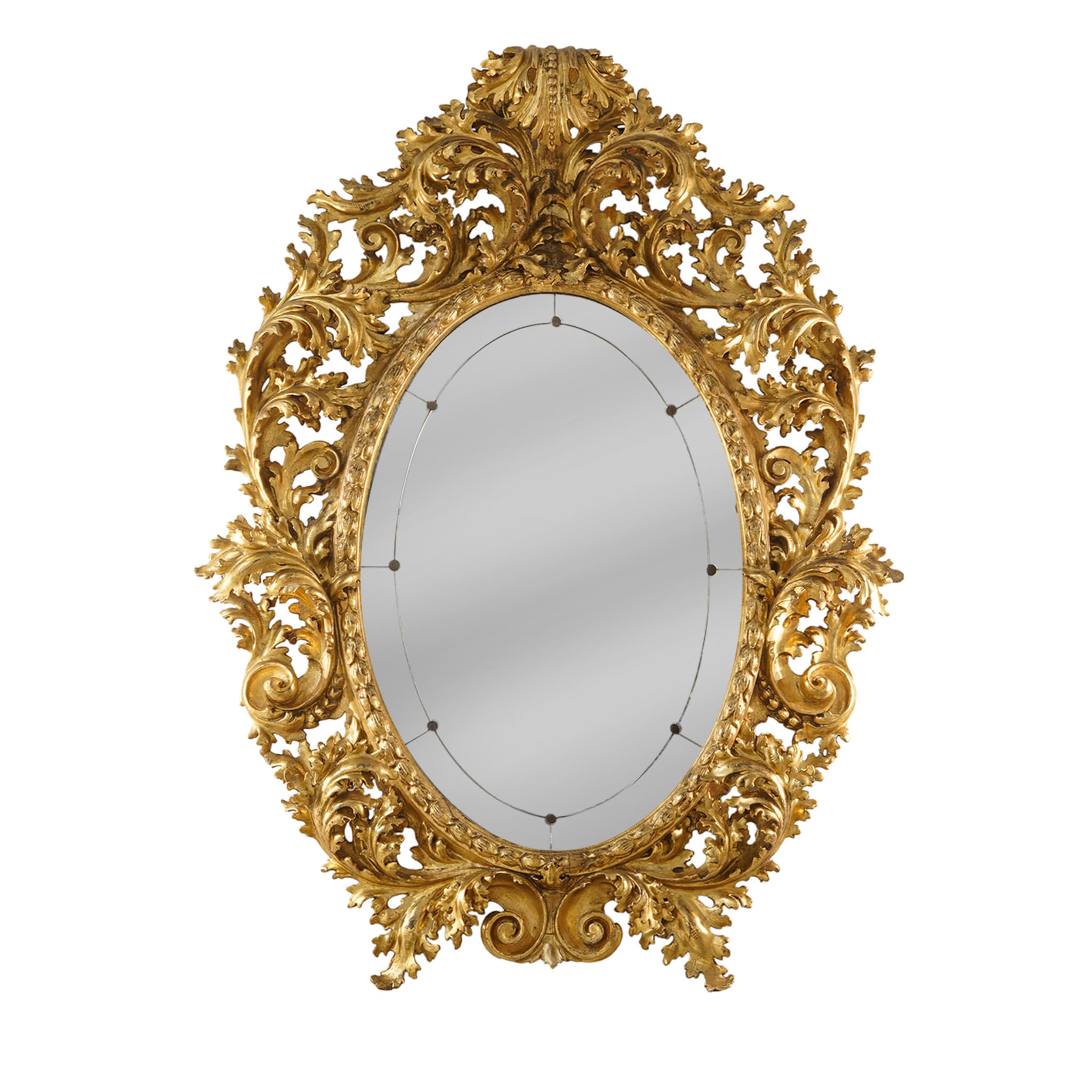 Miroir ovale doré de style baroque - Vue principale
