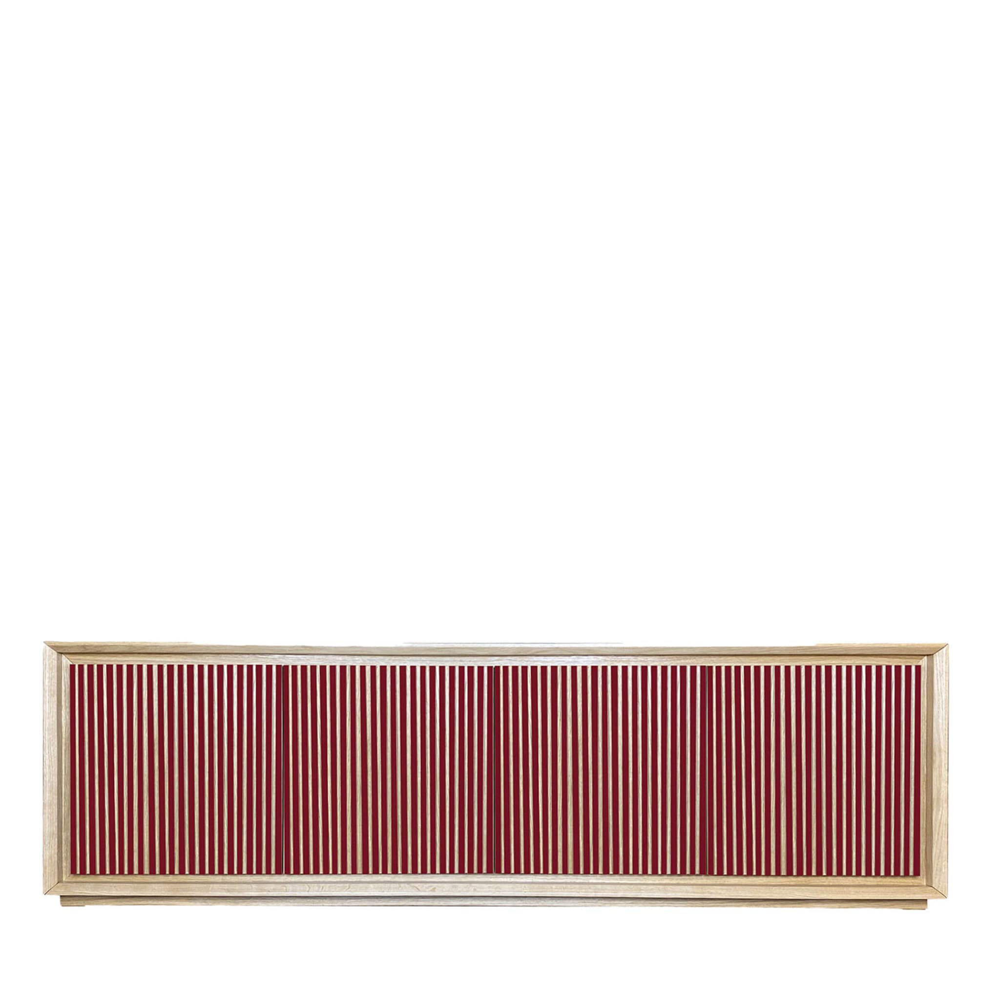 Fuga Rubino 4-türiges gerilltes rubinrotes Sideboard von Mascia Meccani - Hauptansicht