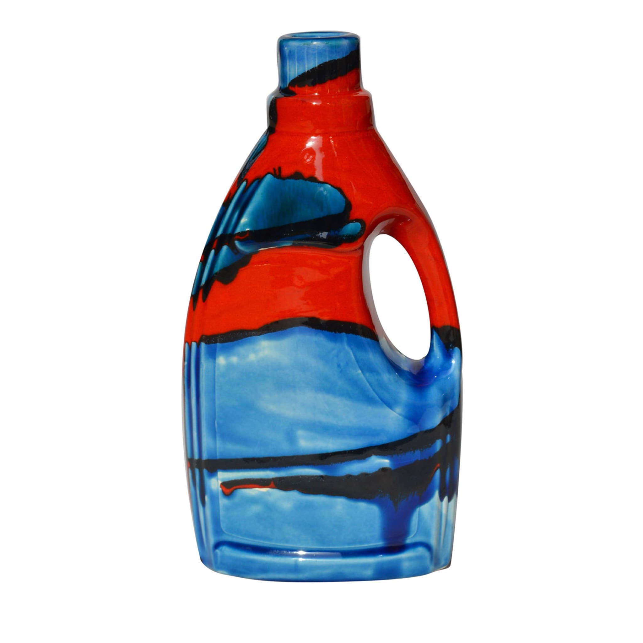 Più argilla meno plastica Bottiglia blu e rossa - Vista principale