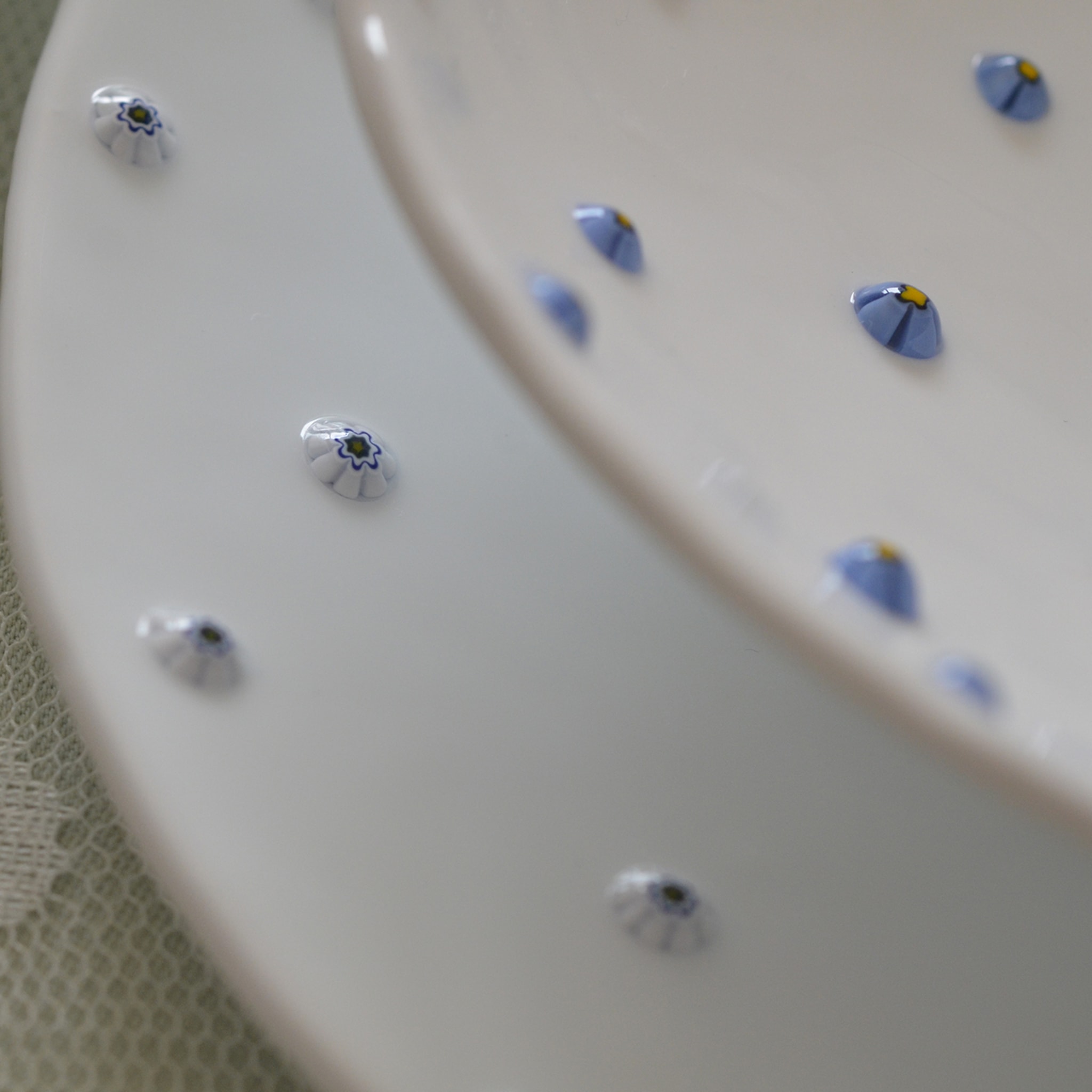Set of 4 White Floral  Glass Dessert Plates  - Alternative view 4