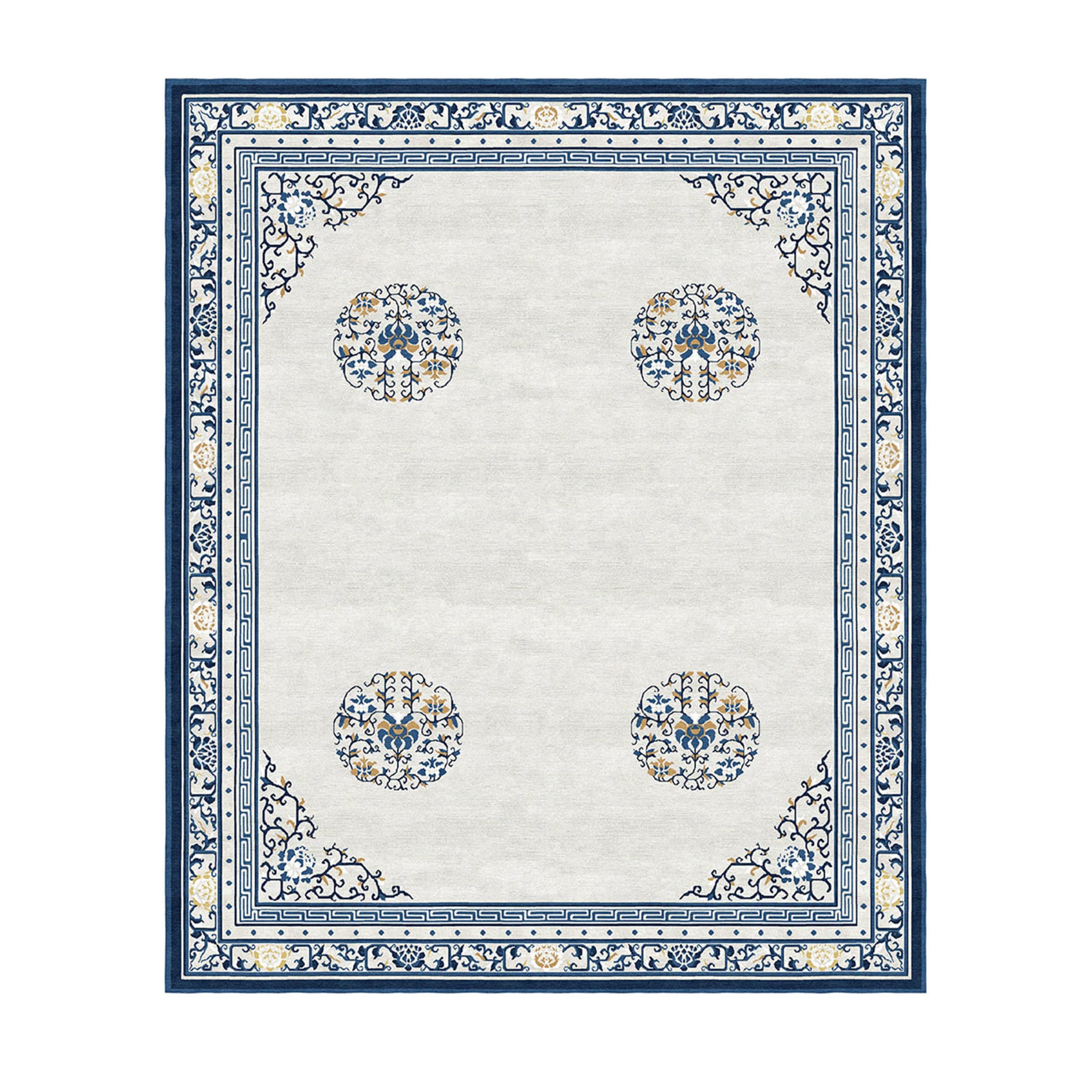 Chinoiserie Collection Floating Lotus Gray Cloud Rug - Main view