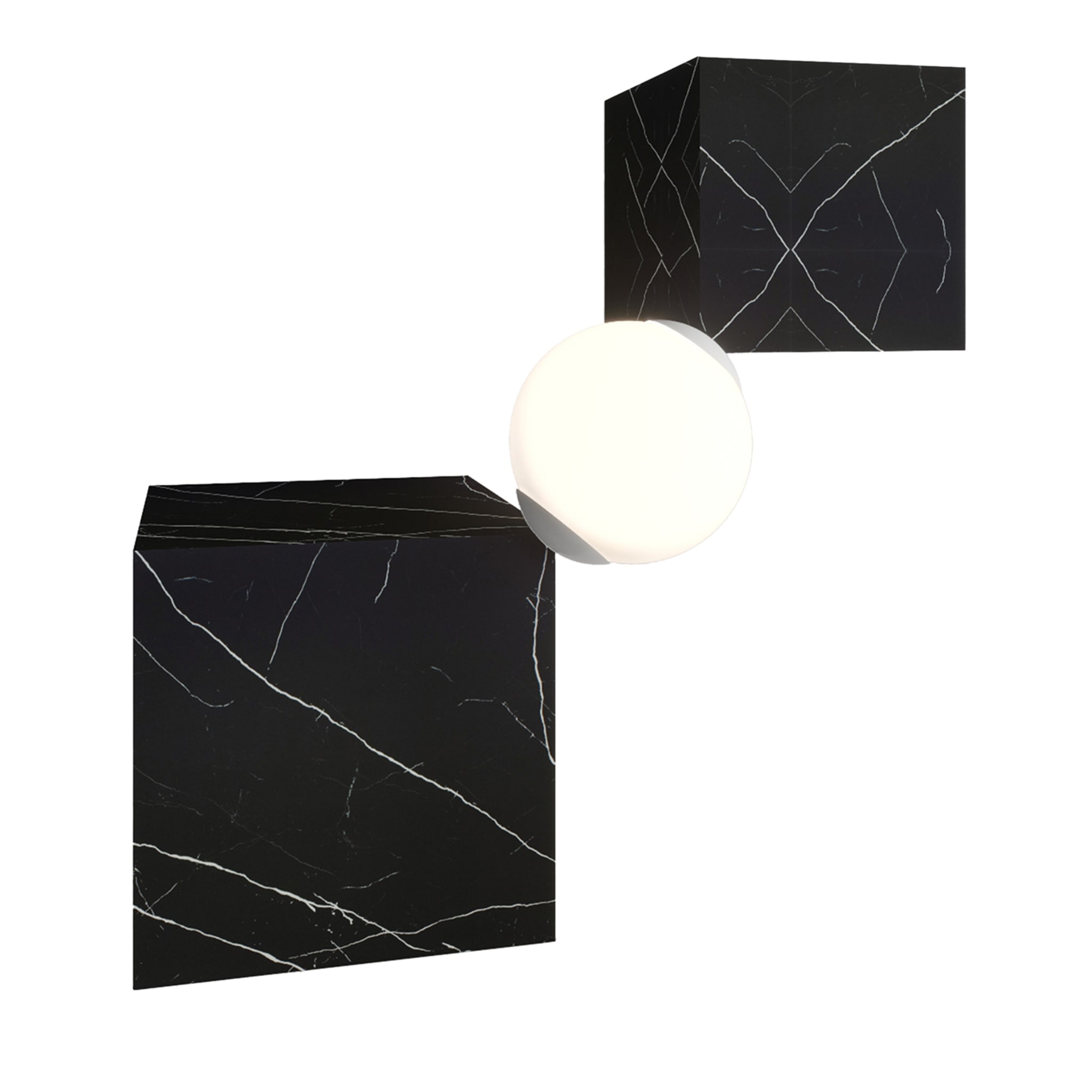 CSD Side Table and Floor Lamp in Black Marble By Sissy Daniele - Main view