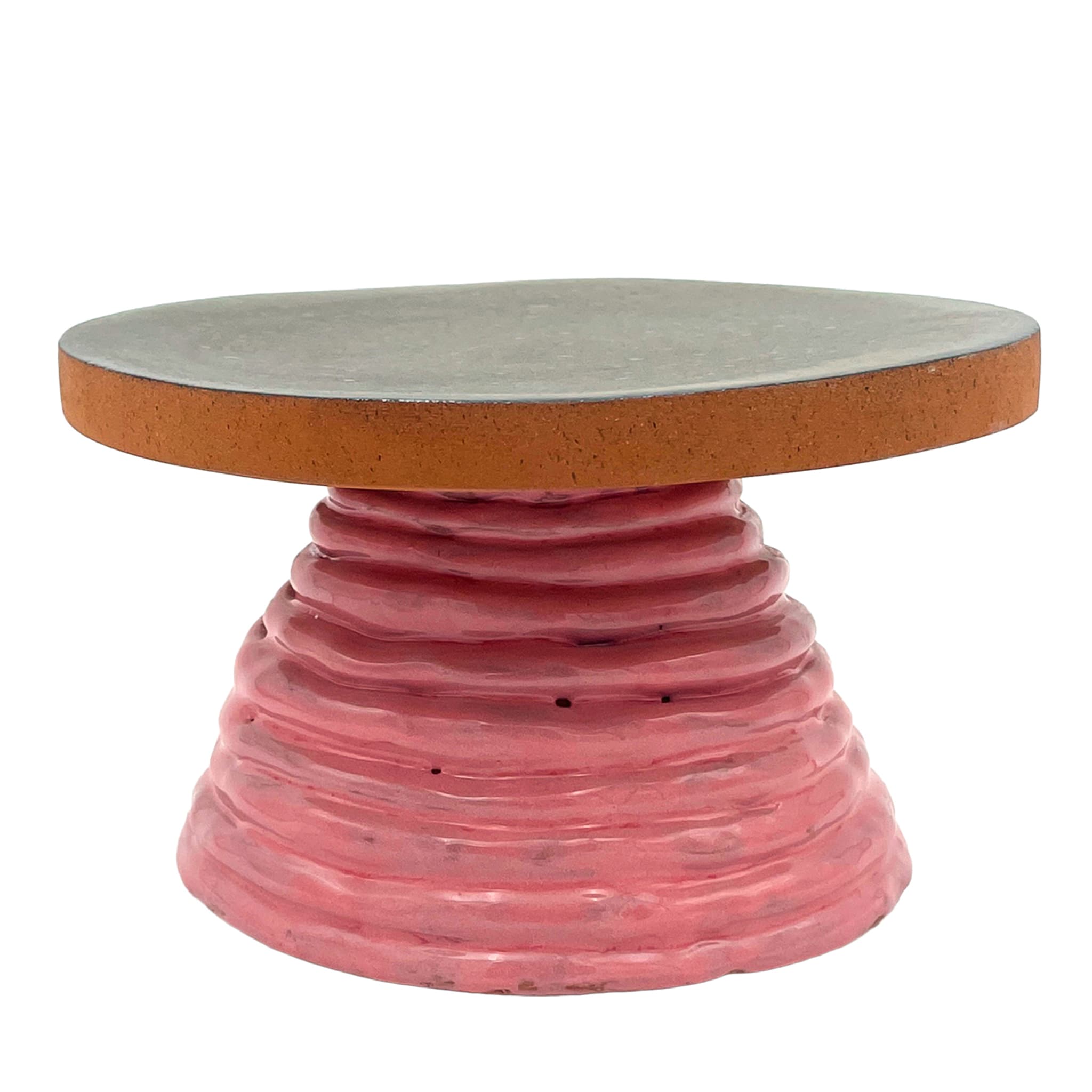 Alzata per torte Fungo Ciccia bronzo metallizzato e rosa - Vista principale