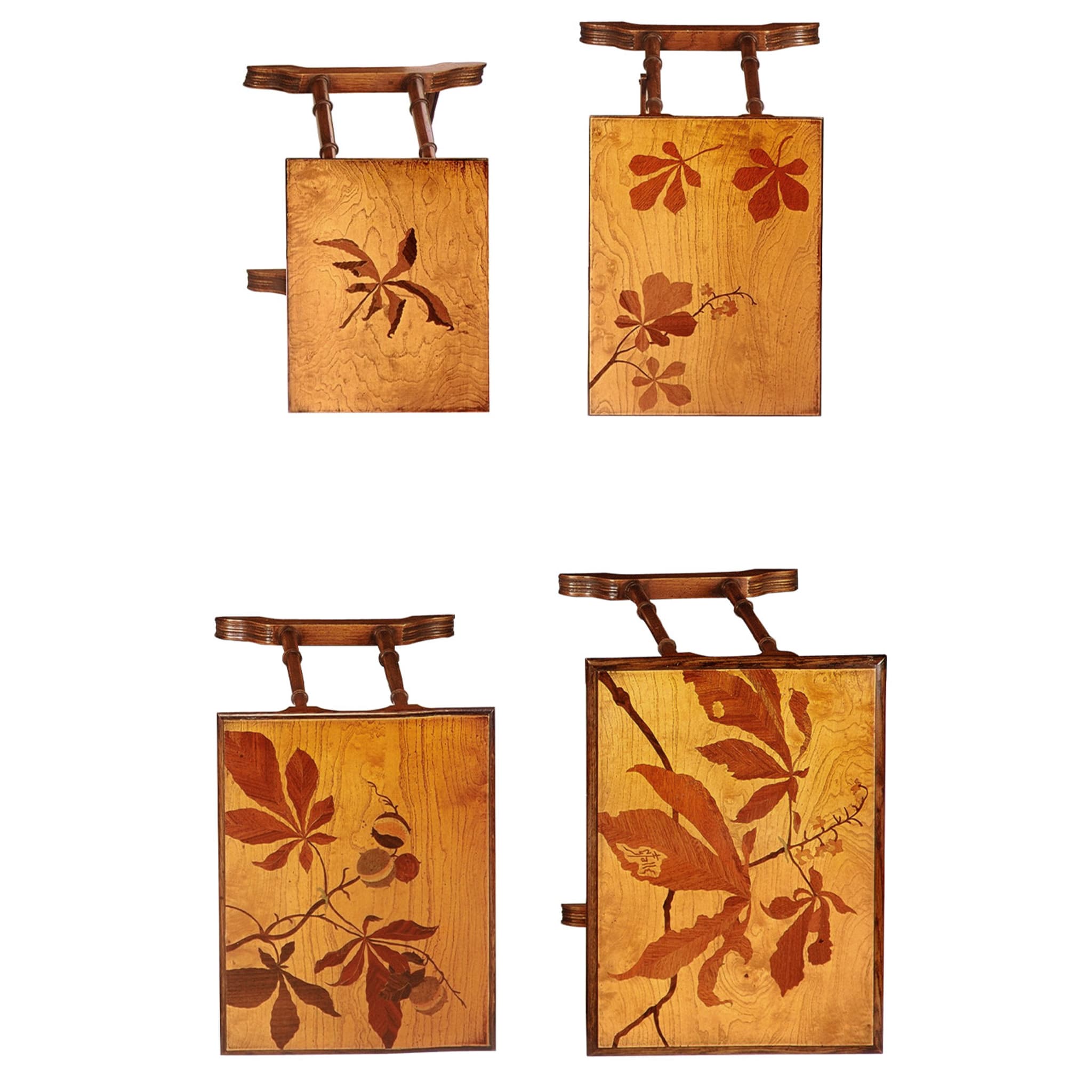 Set of 4 Inlaid Nesting Tables by Emile Gallè - Alternative view 1
