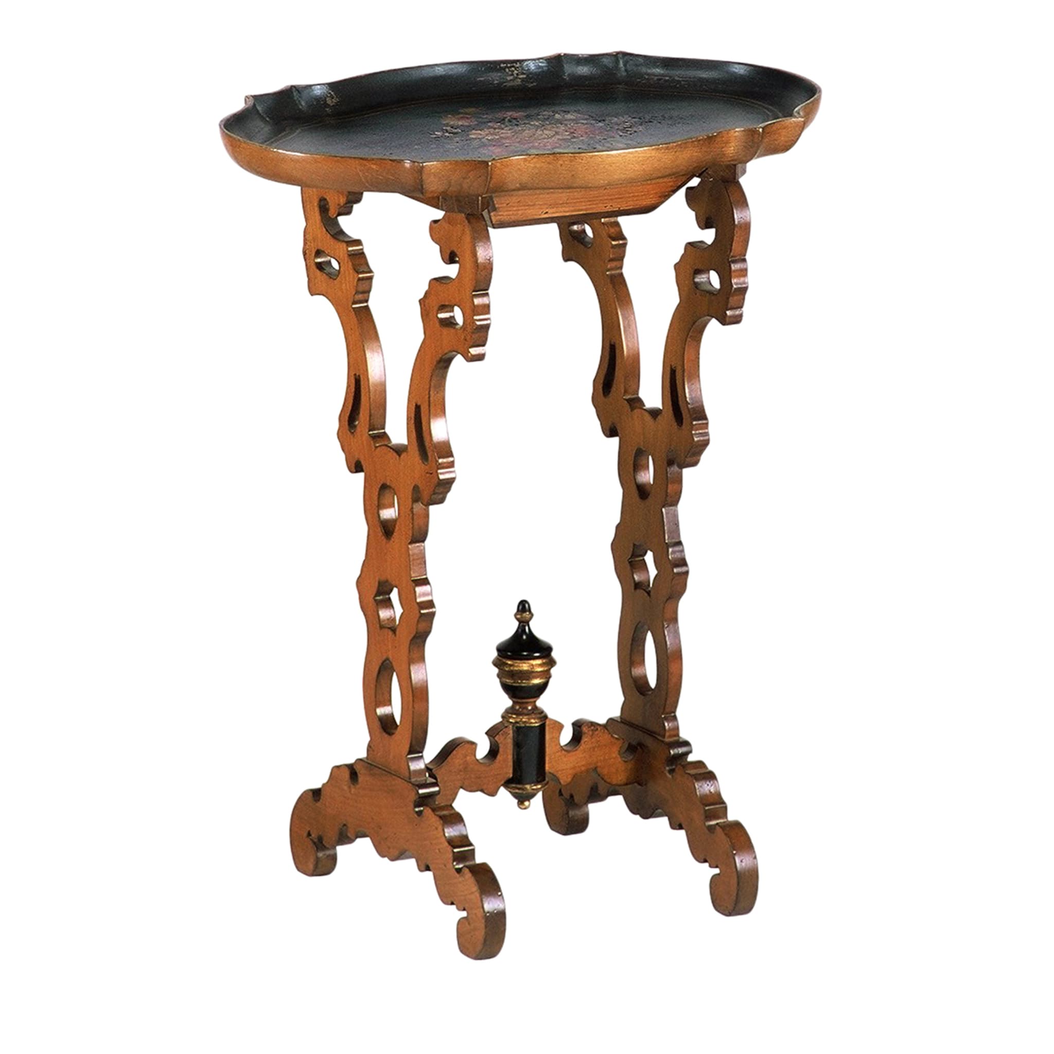 Victorian-Style Shaped Accent Table with Tray-Like Top - Main view