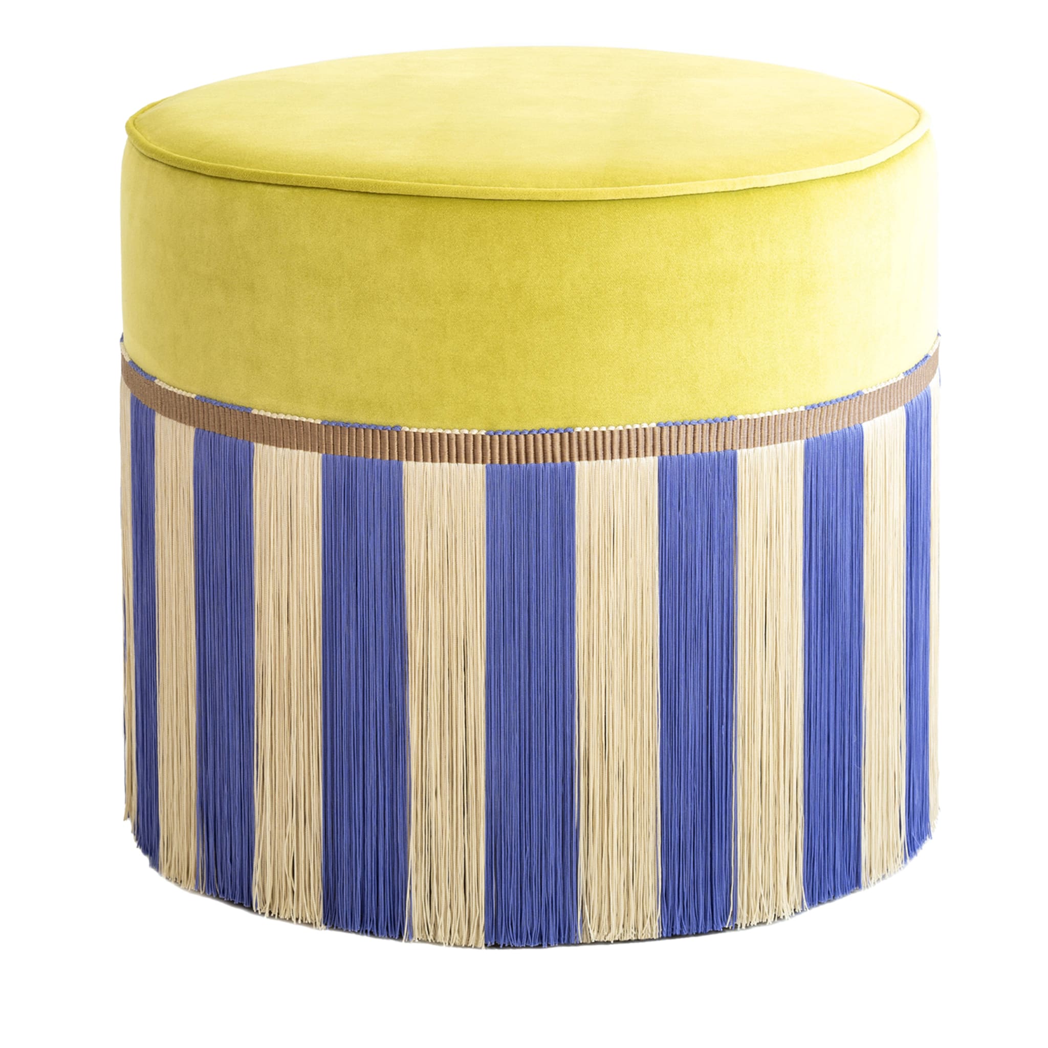 Couture Geometric Riga Large Yellow & Purple Ottoman - Main view