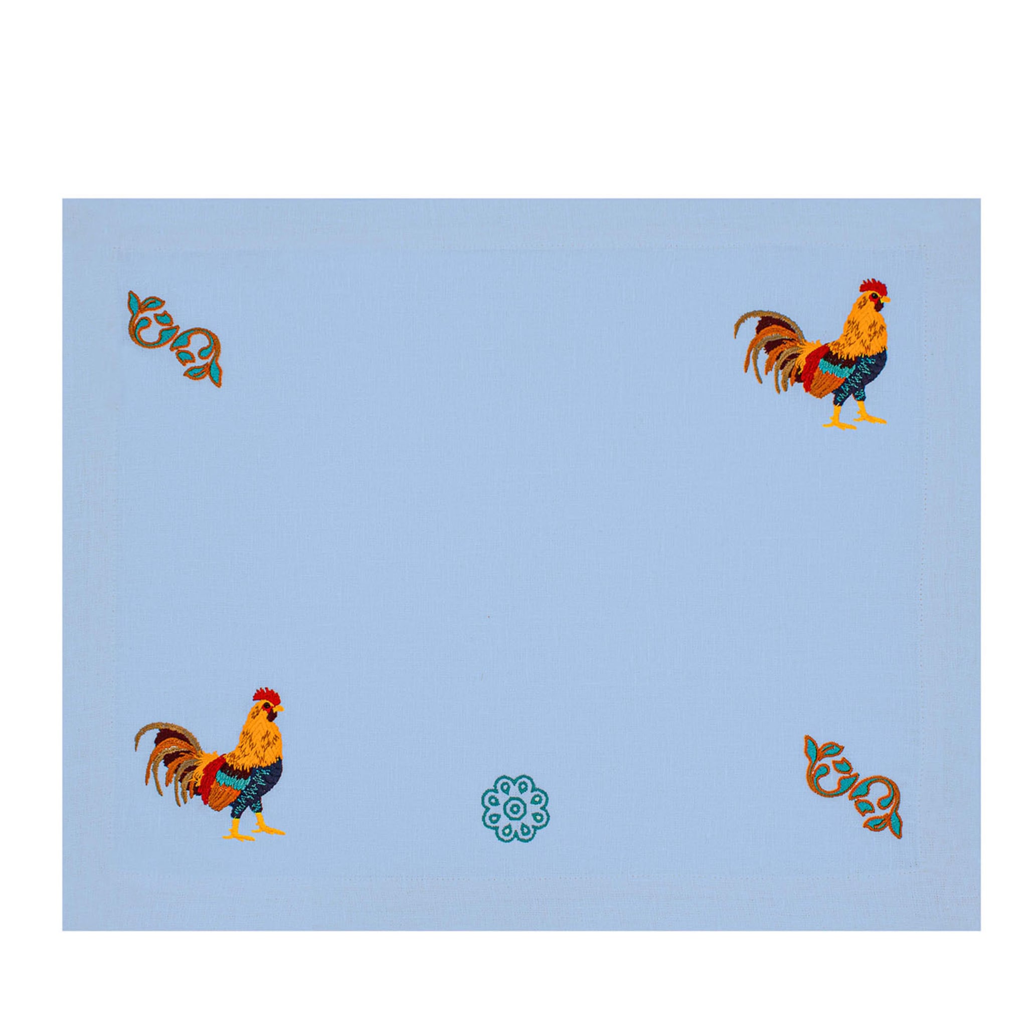 Gallo Multicolor Satz von 2 bestickten Azure Tischsets - Hauptansicht