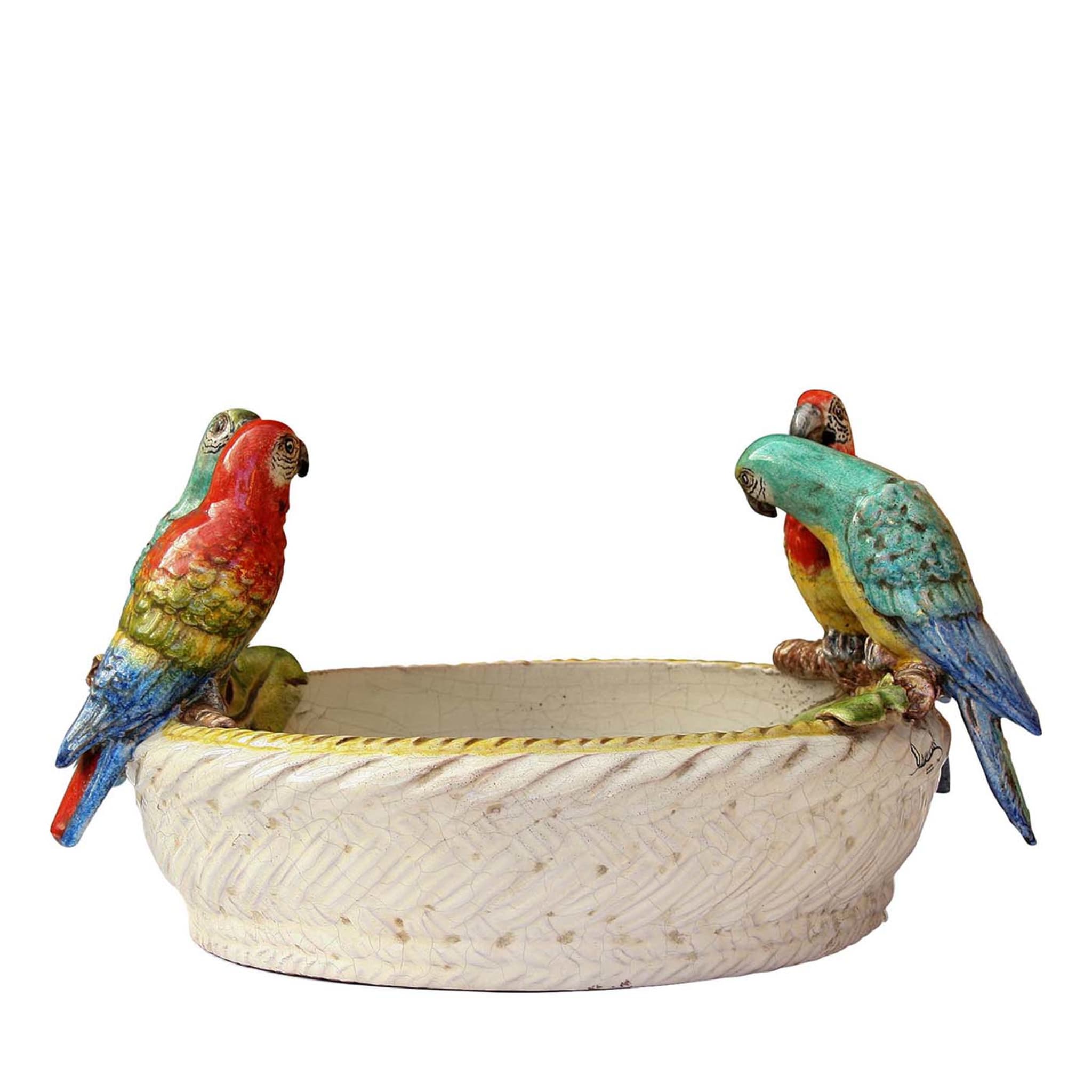 Centrotavola con pappagalli e frutta - Vista principale