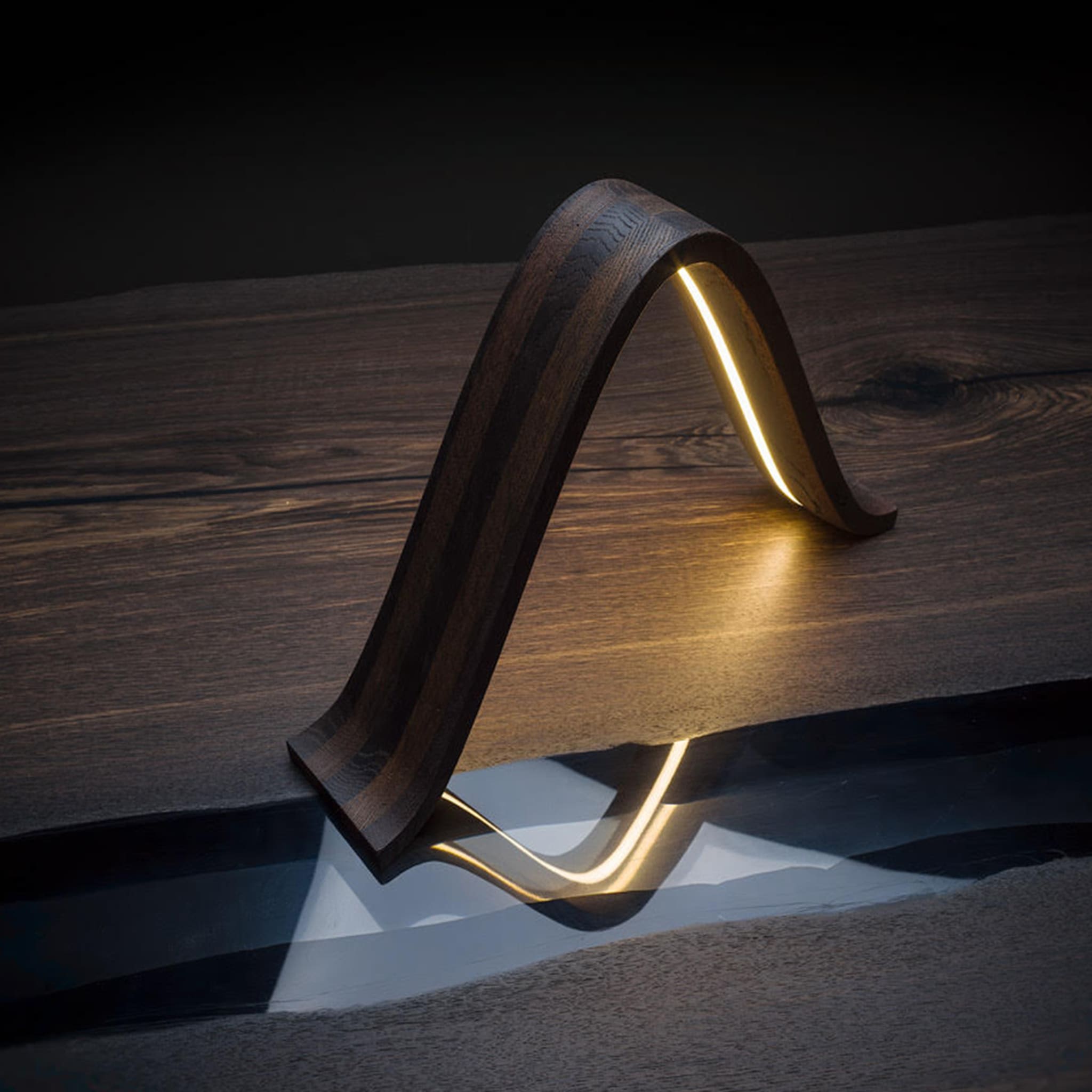 Lampada da tavolo in legno fossile Lambda Light - Vista alternativa 3