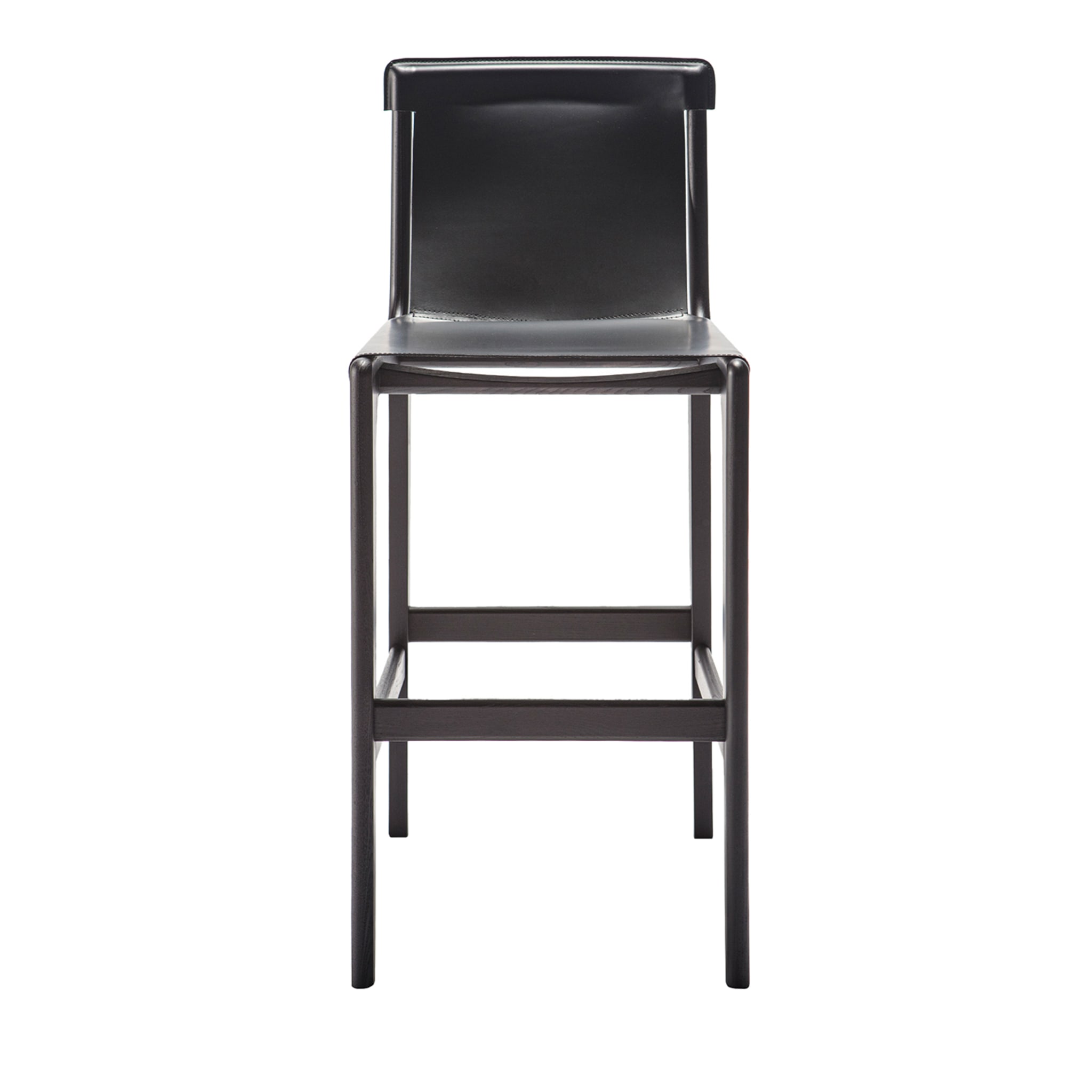 Burano/sg 30 Black Leather Counter Stool by Balutto Associati - Main view
