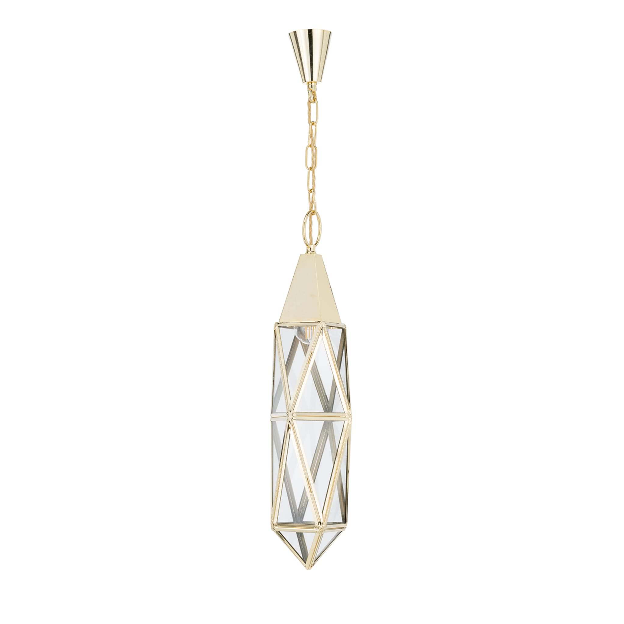 Single-light with Brass Structure Pendant Lamp #1 - Main view