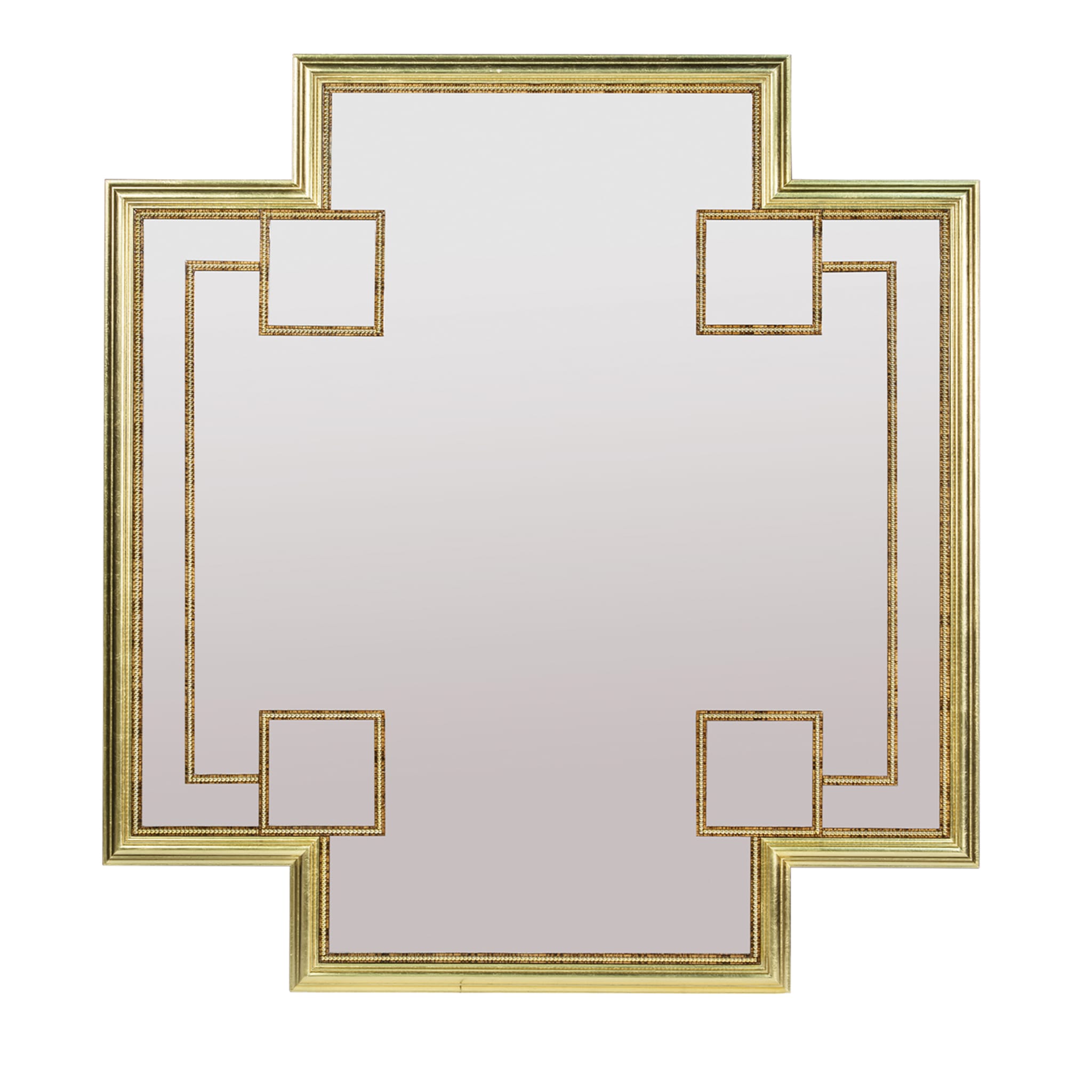 Espejo dorado en forma de cruz