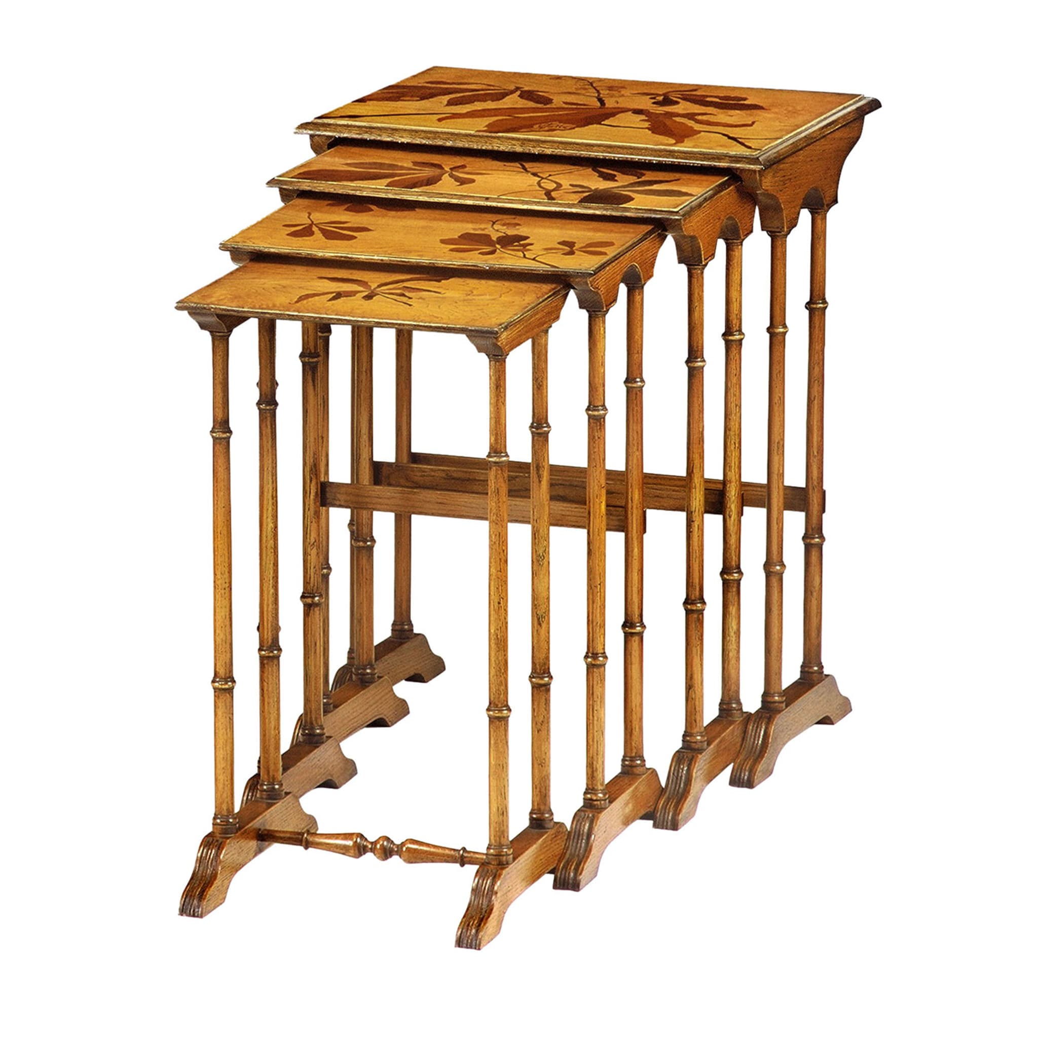 Set of 4 Inlaid Nesting Tables by Emile Gallè - Main view