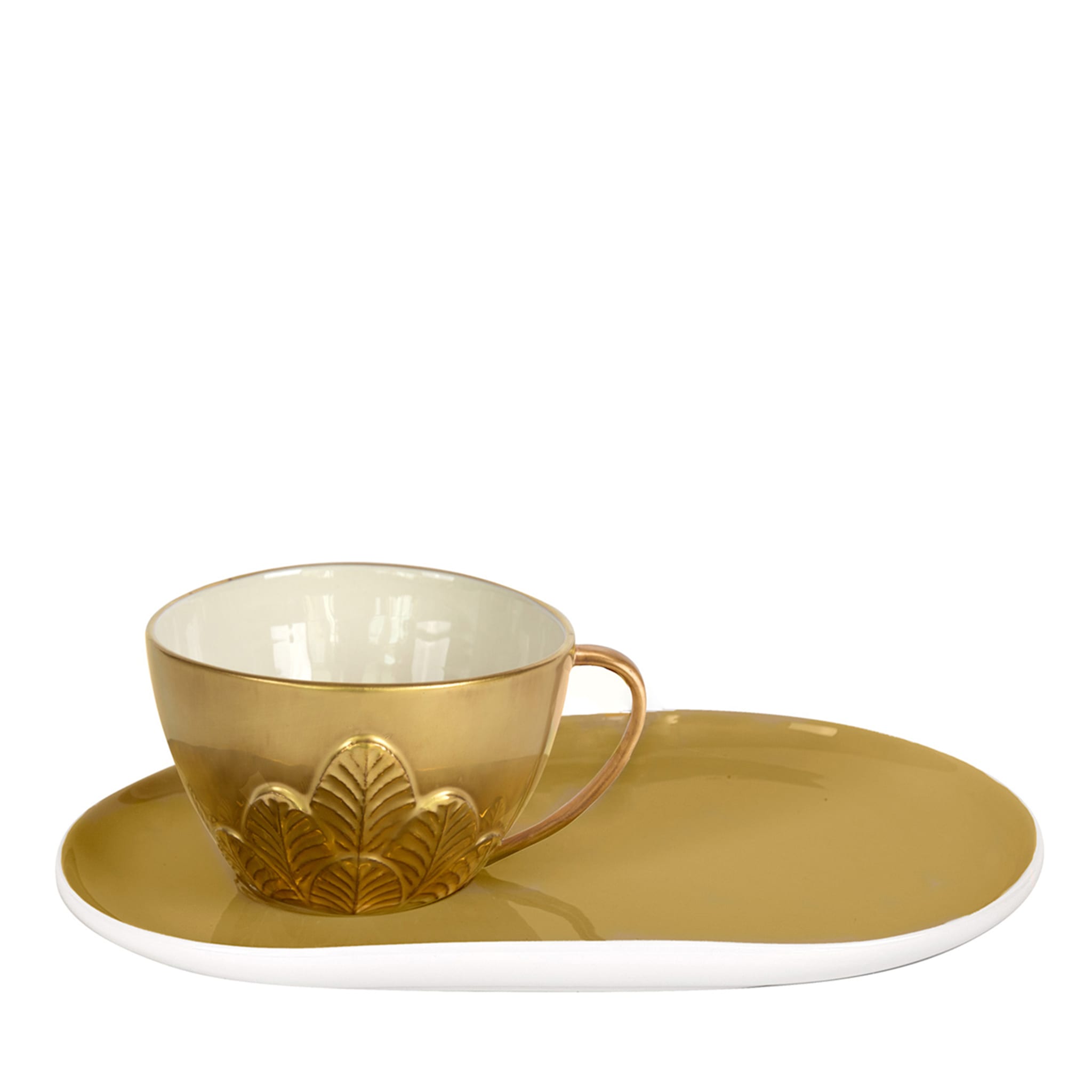 PEACOCK TEA CUP WITH DELIGHT DISH - GOLD - Main view