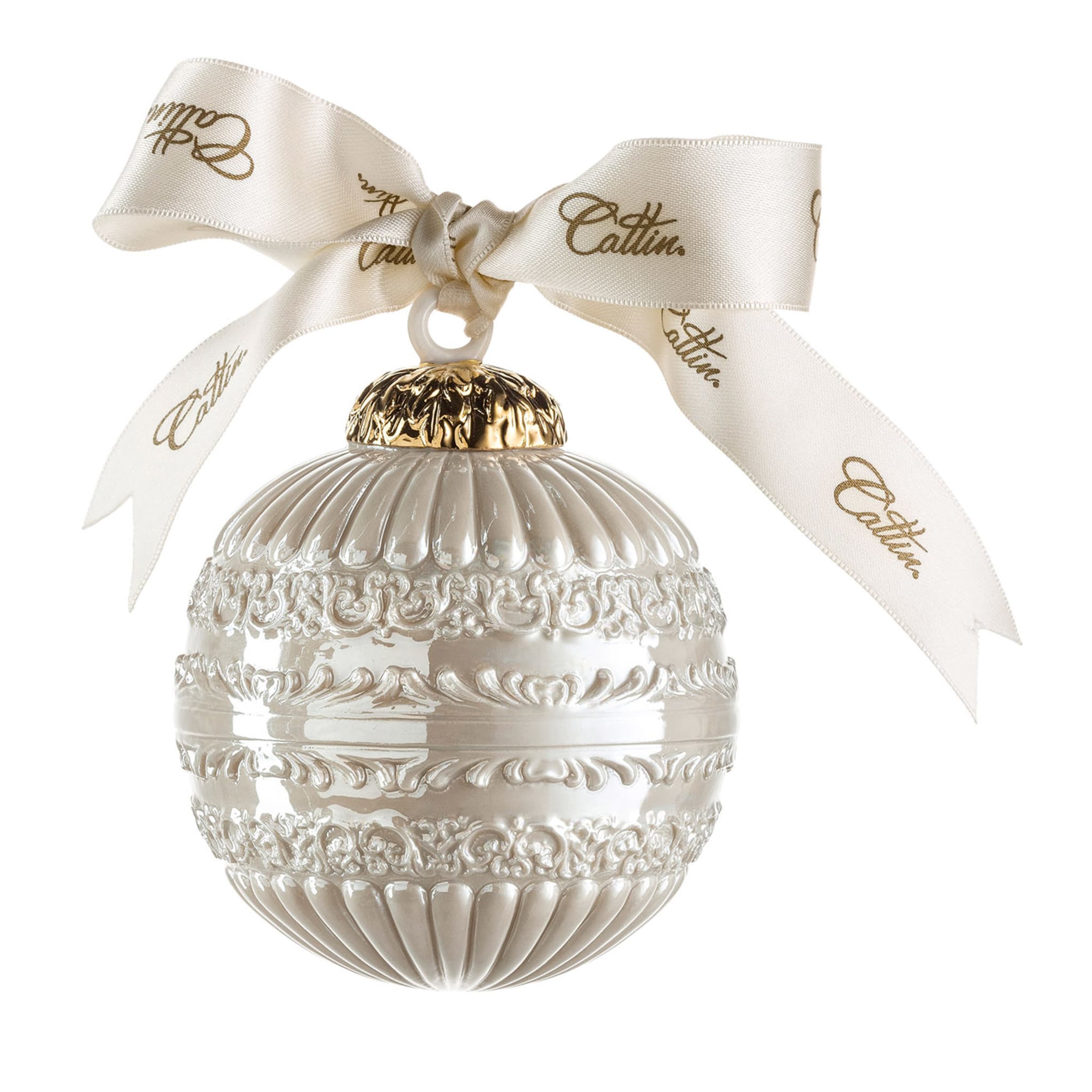 Gloria Pearly White Christmas Bauble - Main view