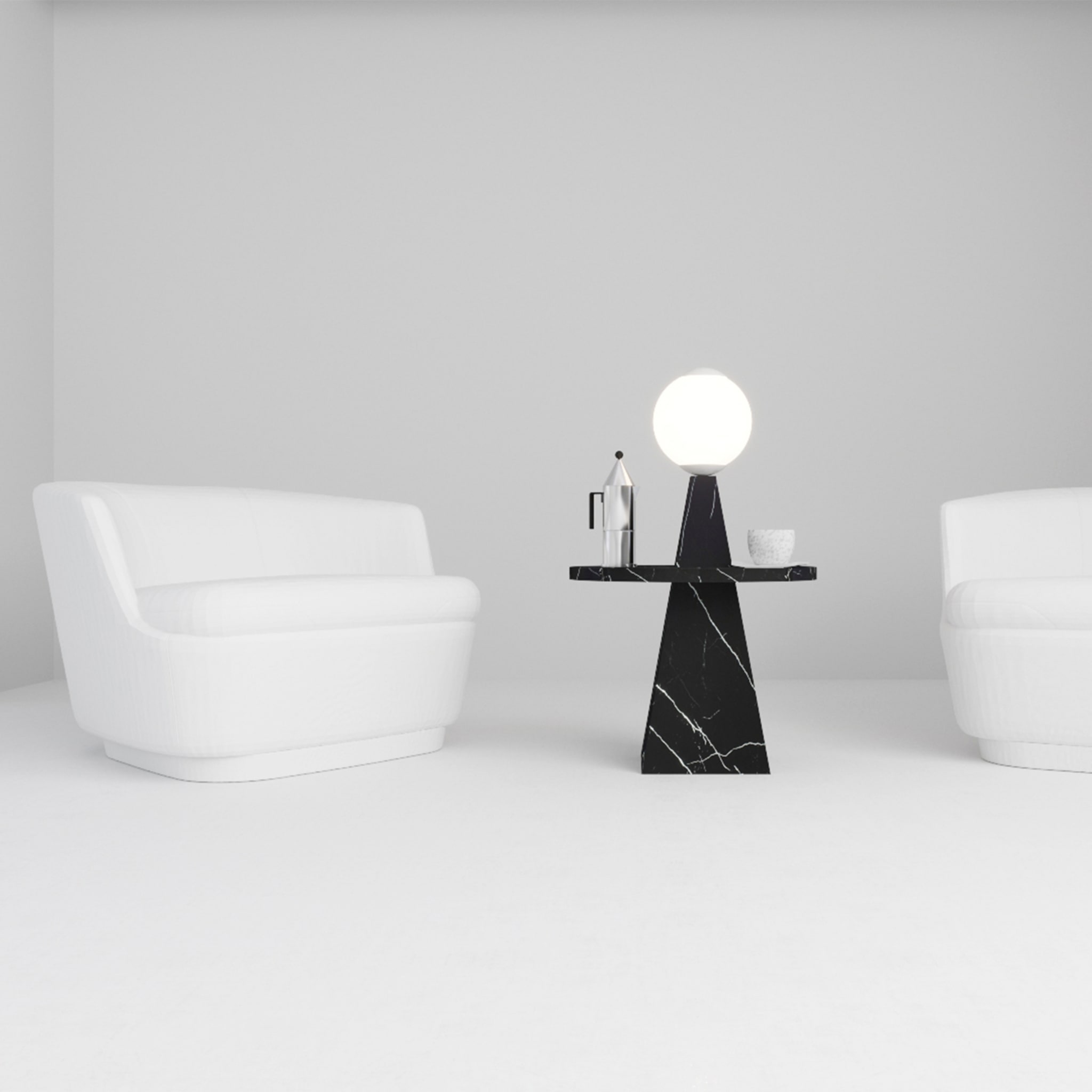 1512 Table basse et lampadaire en marbre noir par Sissy Daniele - Vue alternative 3