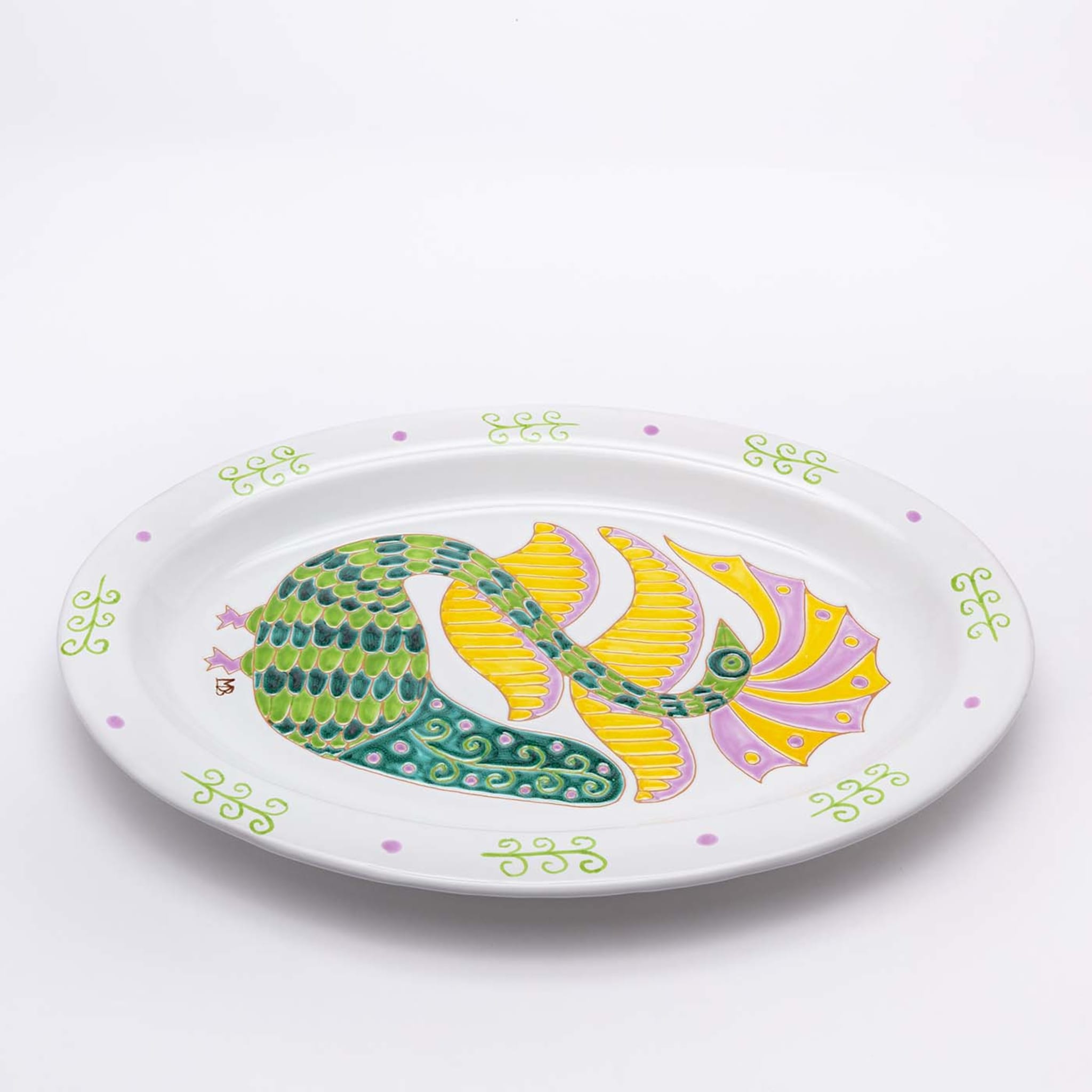 Le Fenici Oval Green and Yellow Tray - Alternative view 2