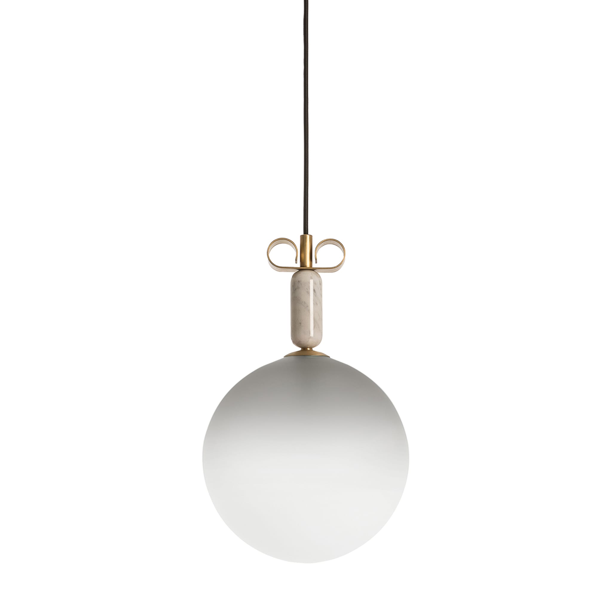 Bon Ton Grey Glass & White Marble Natural Brass Pendant Lamp - Main view