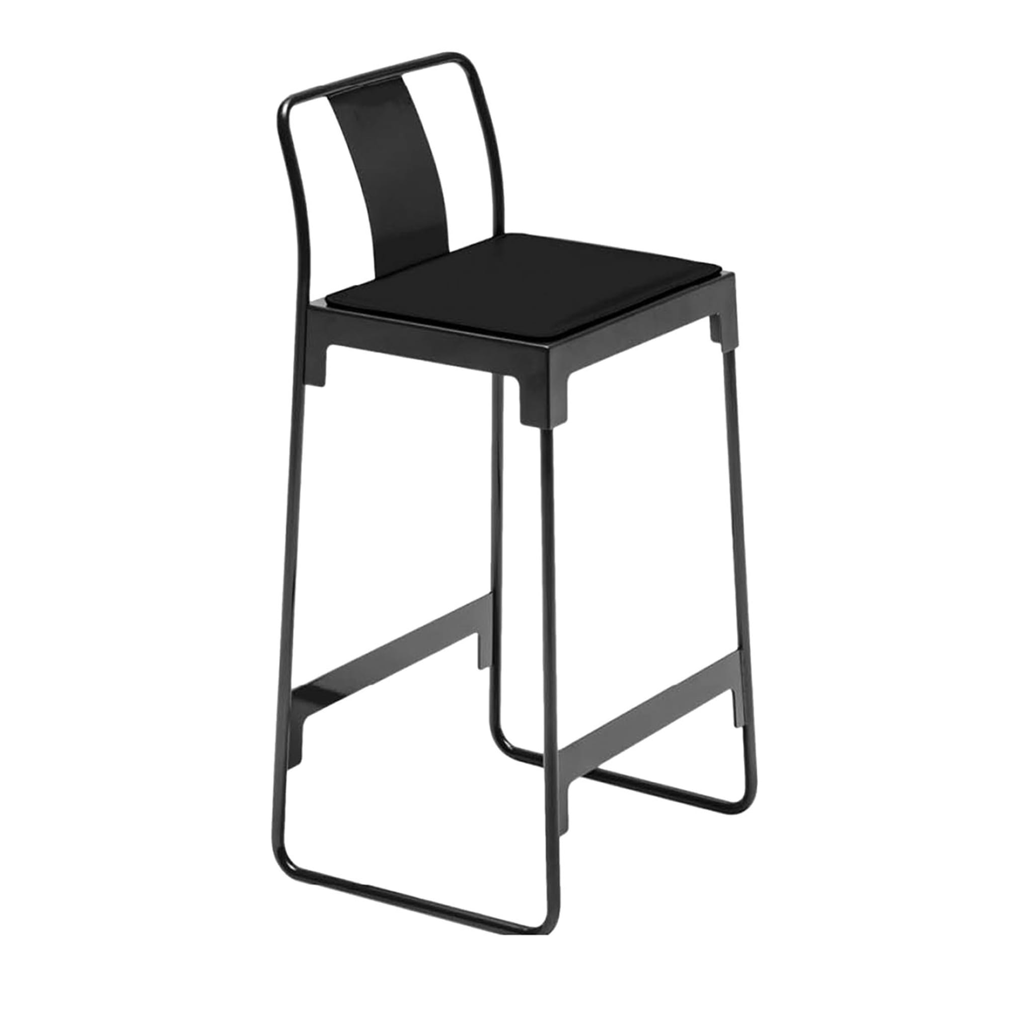 Mingx Low Black Stool with Backrest by Konstantin Grcic - Main view
