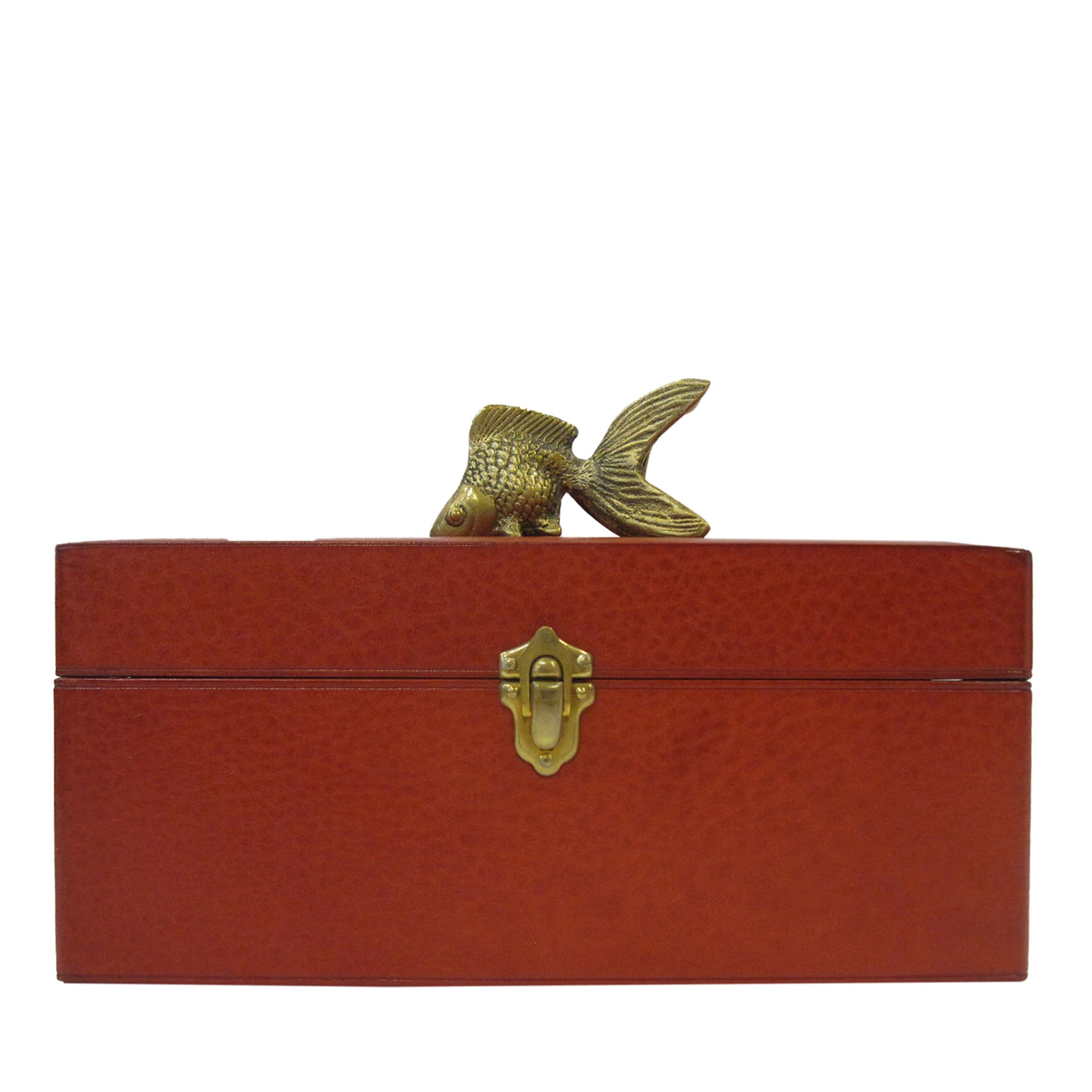 Leather Jewelry Box with Brass Fish - Main view
