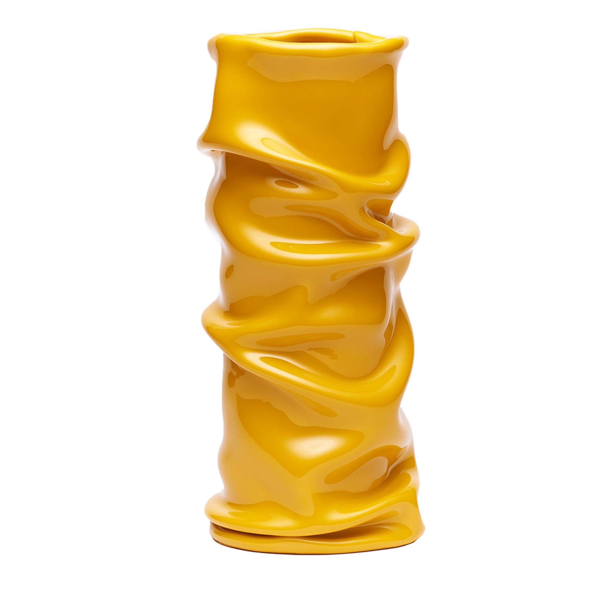 Venere Small Pleated Yellow Vase - Main view