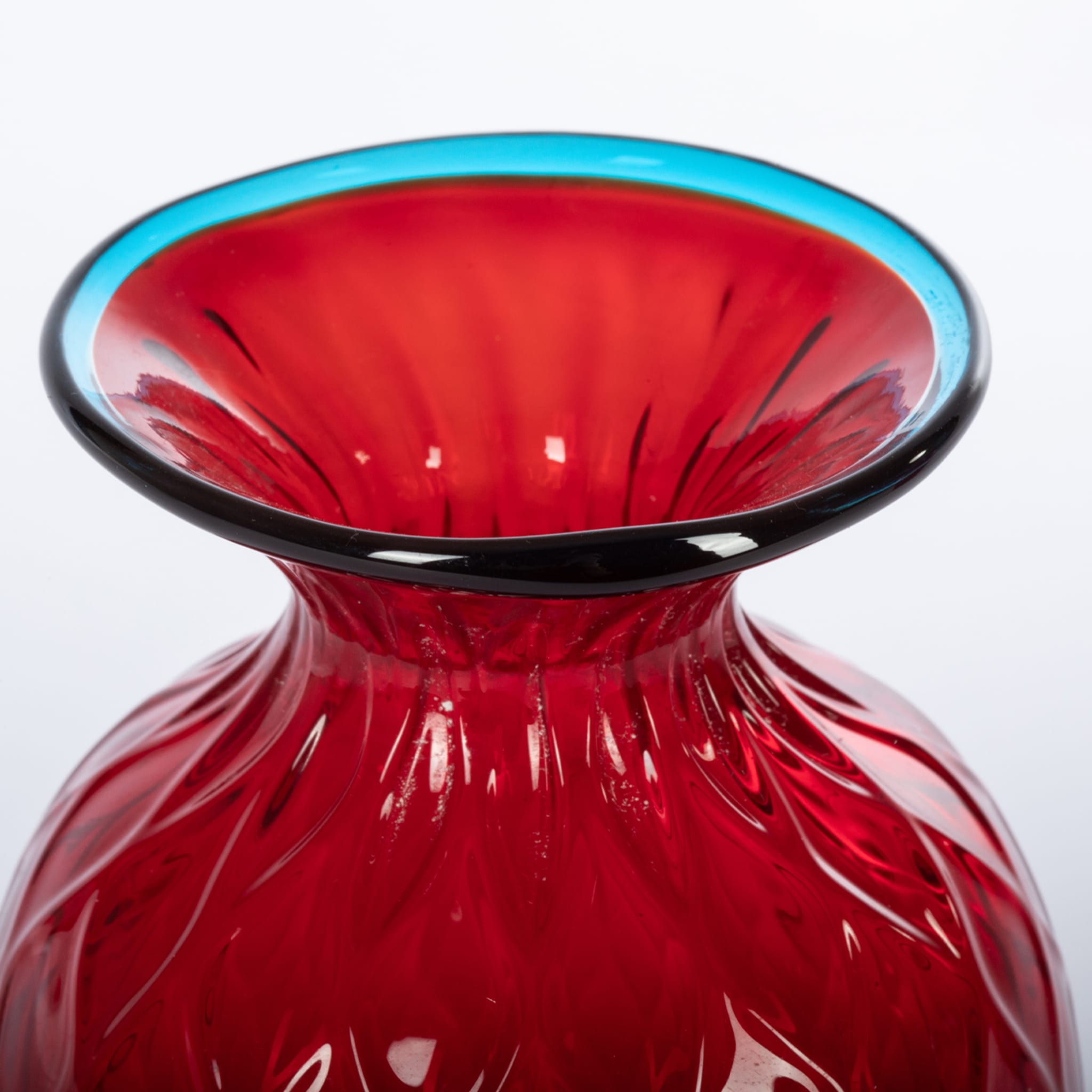 1950 Große rote Balloton-Vase mit hellblauem Rand - Alternative Ansicht 5