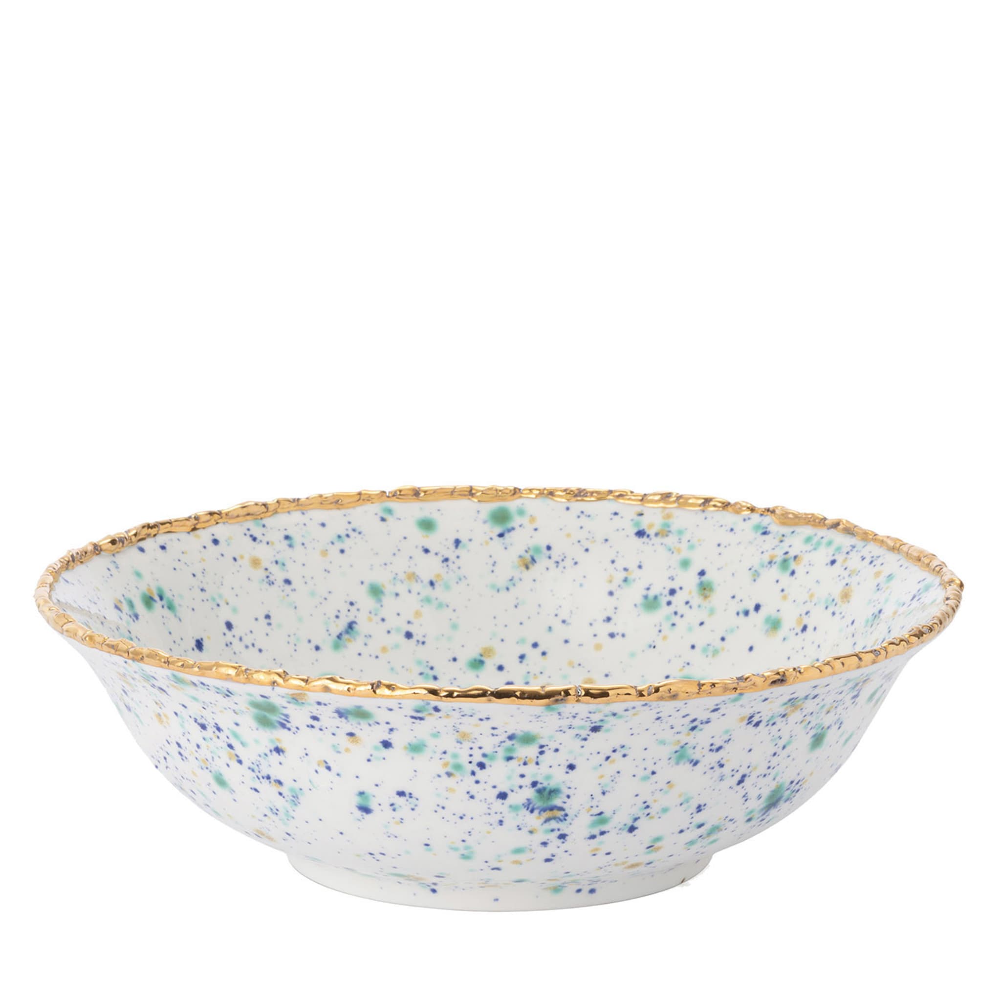 Blue Marble Large Salad Bowl with Crackled Rim - Main view